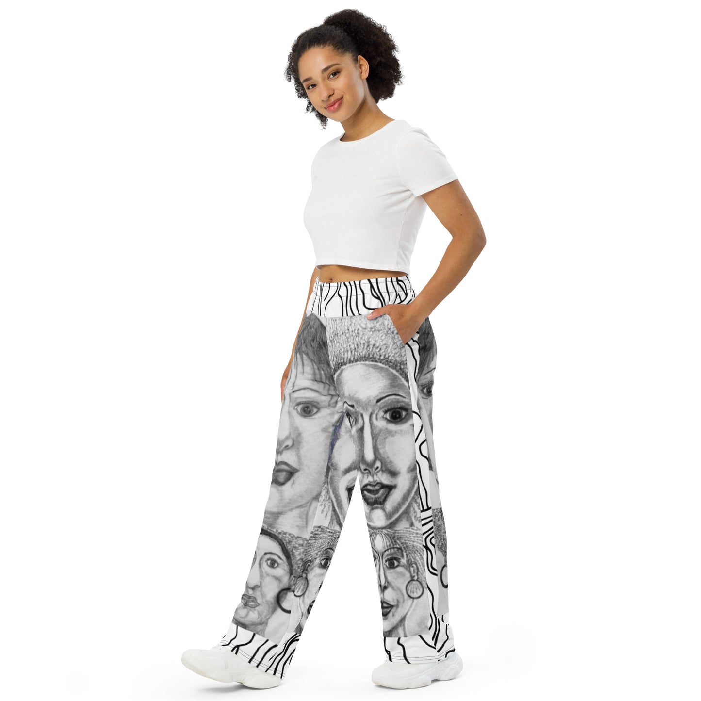 All-over print unisex wide-leg pants