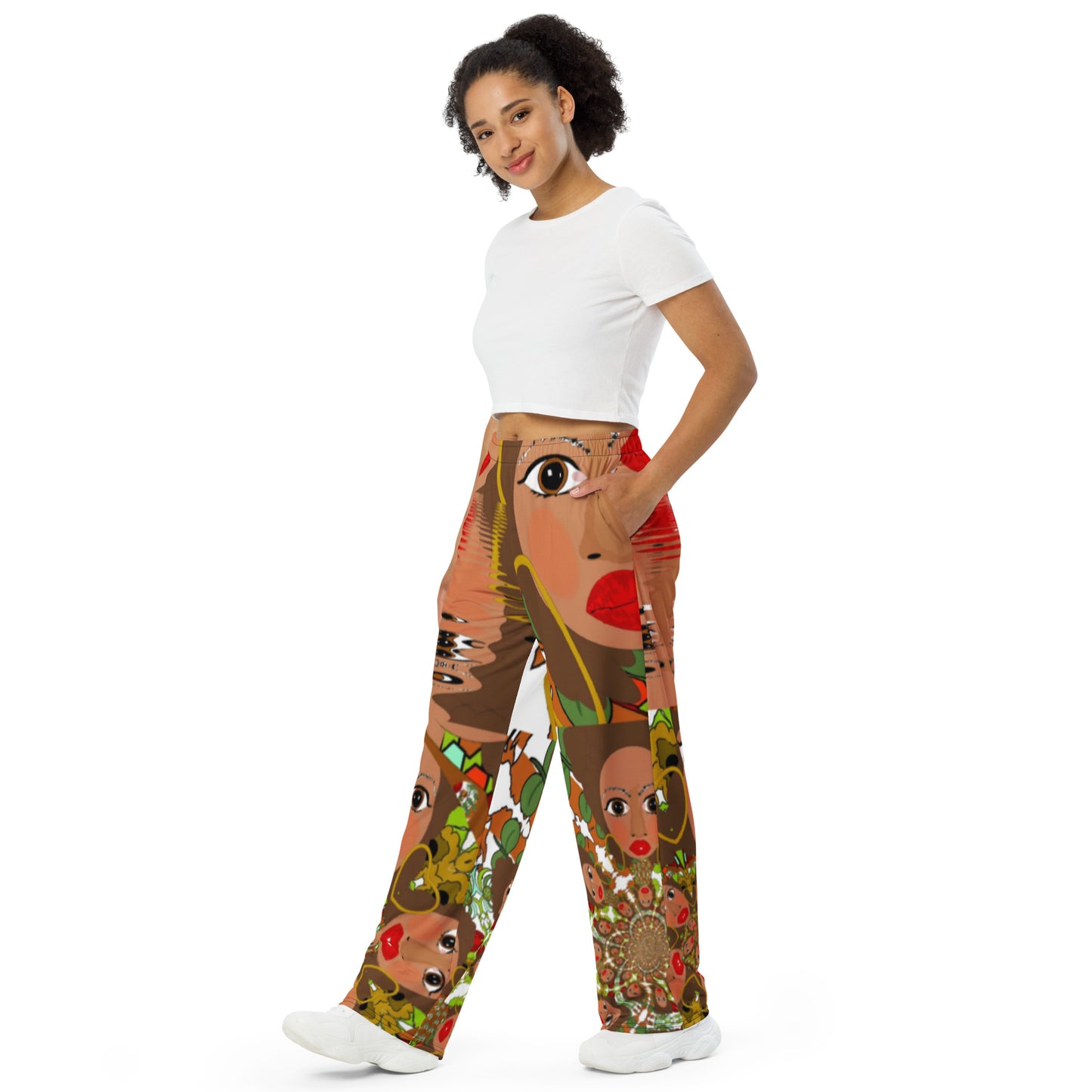 All-over print unisex wide-leg pants