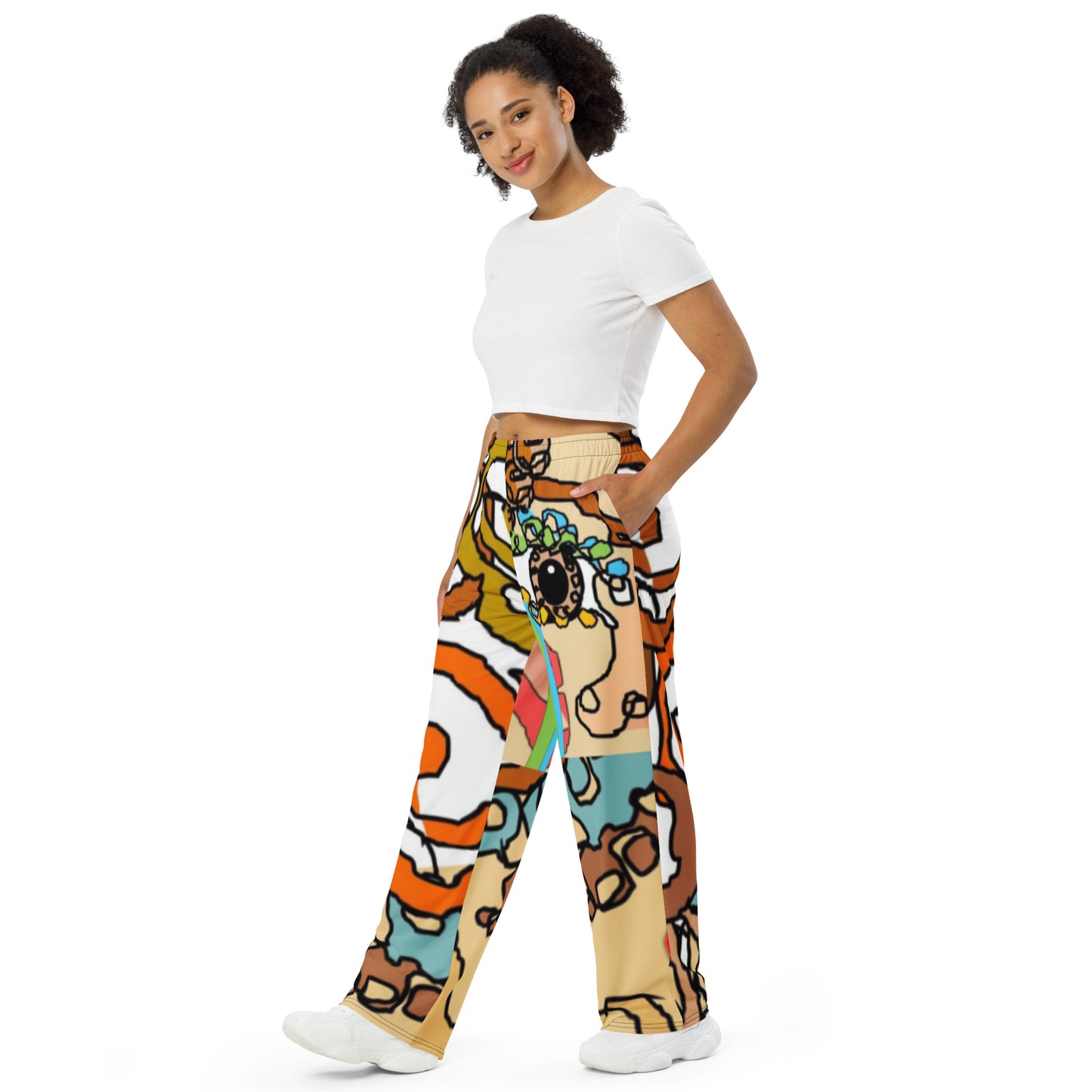 All-over print unisex wide-leg pants