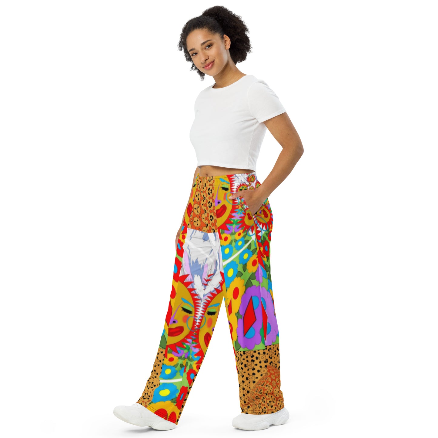 All-over print unisex wide-leg pants