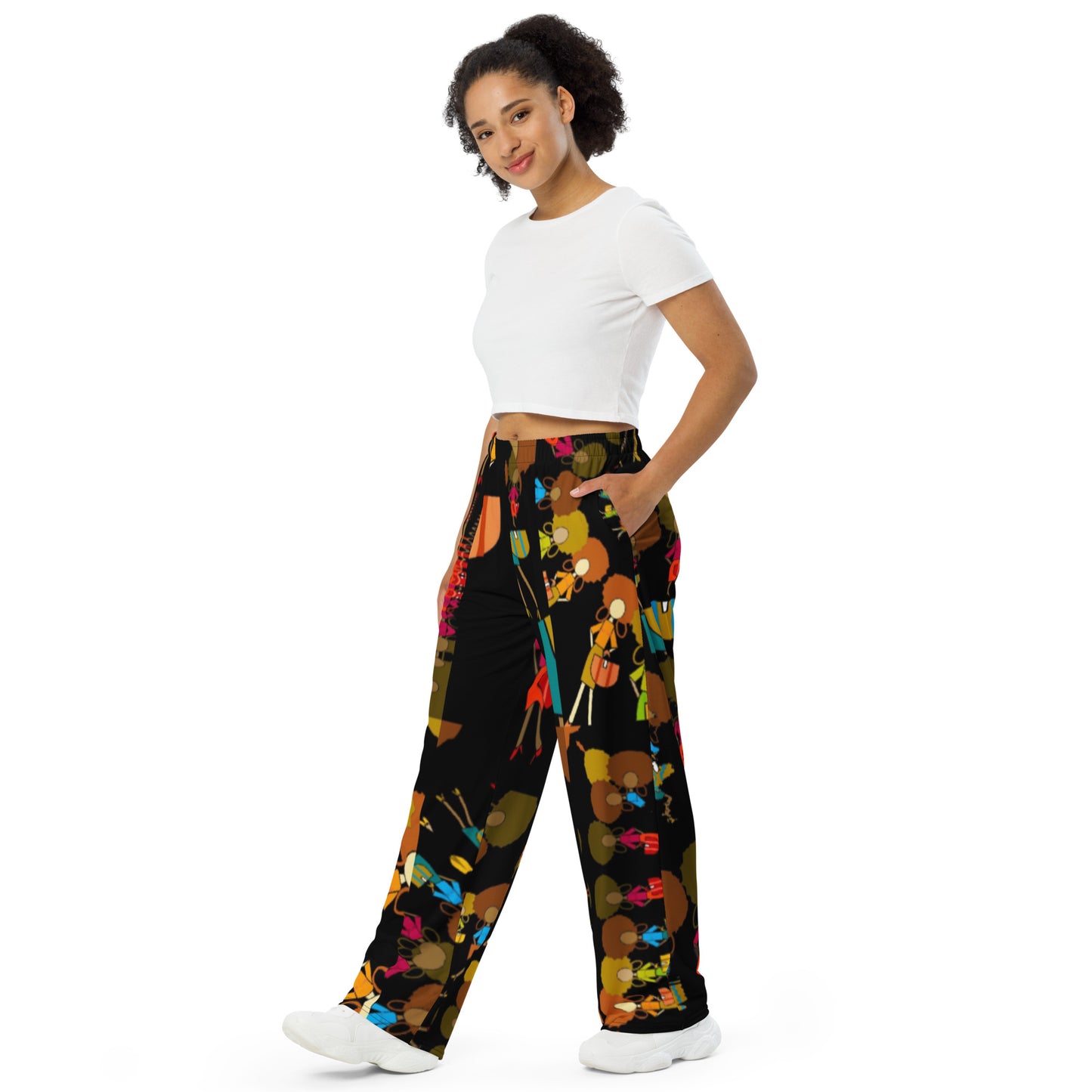 All-over print unisex wide-leg pants