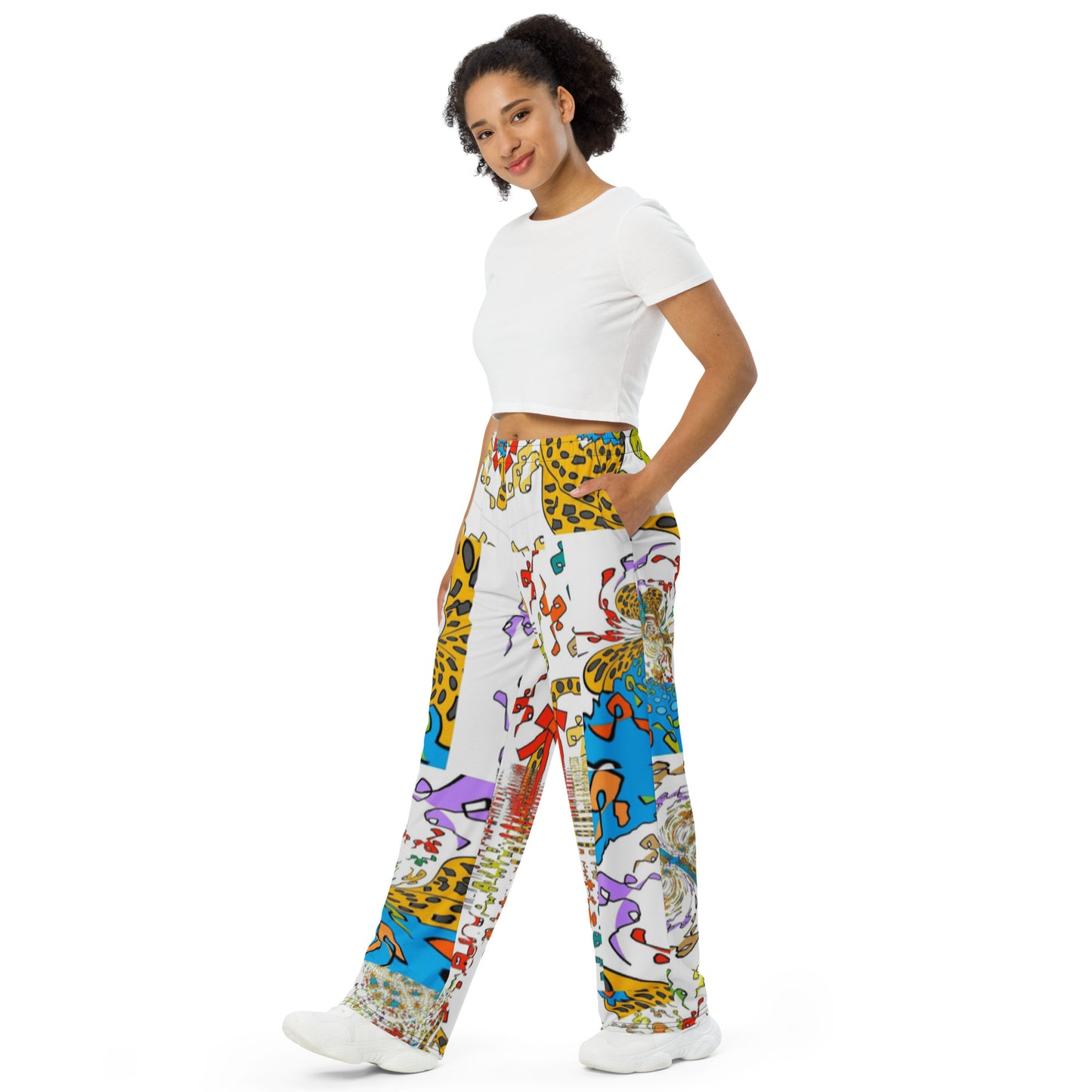 All-over print unisex wide-leg pants