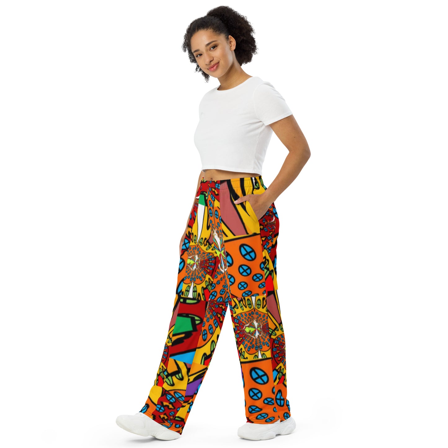 All-over print unisex wide-leg pants