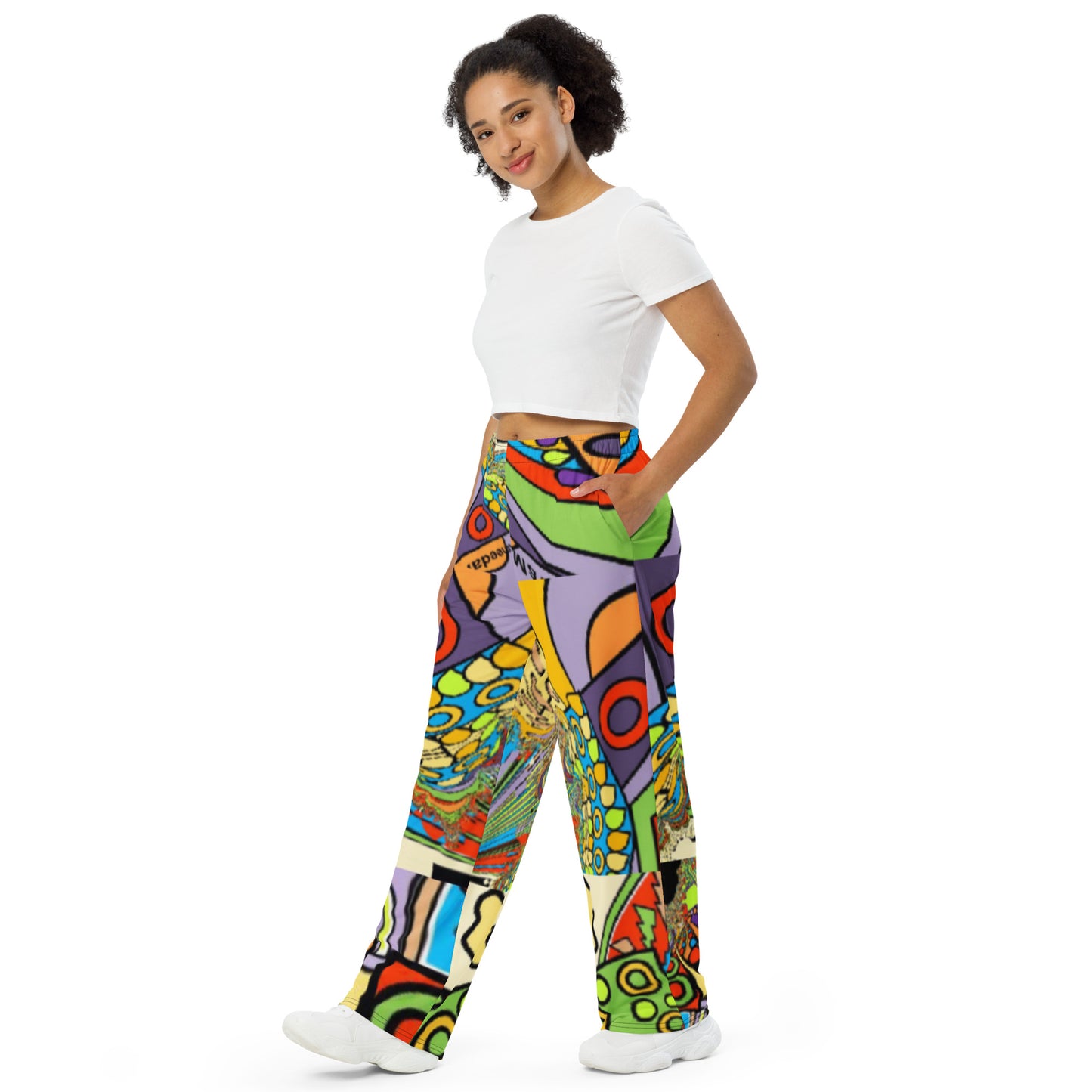 All-over print unisex wide-leg pants