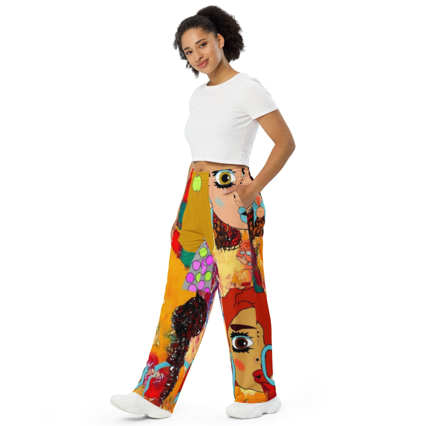 All-over print unisex wide-leg pants