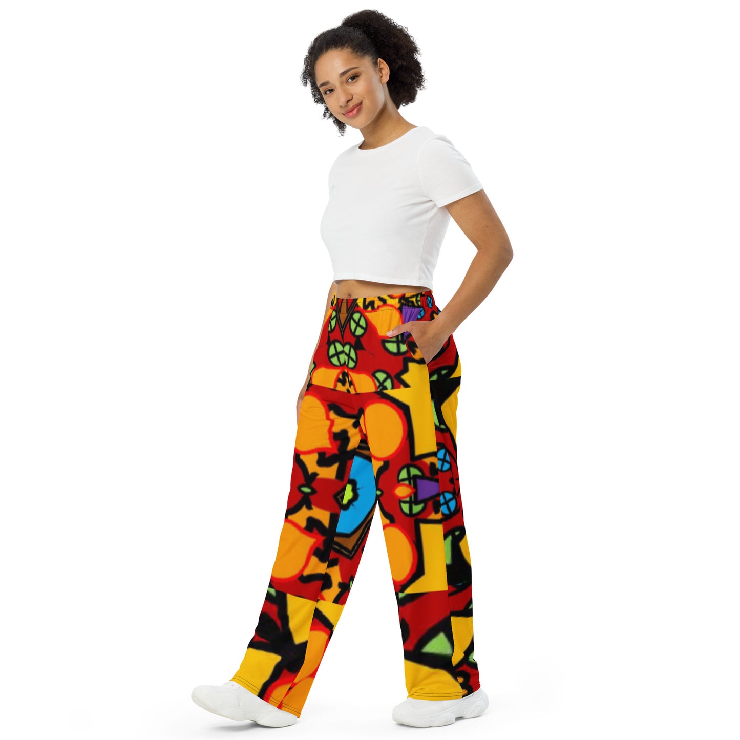 All-over print unisex wide-leg pants