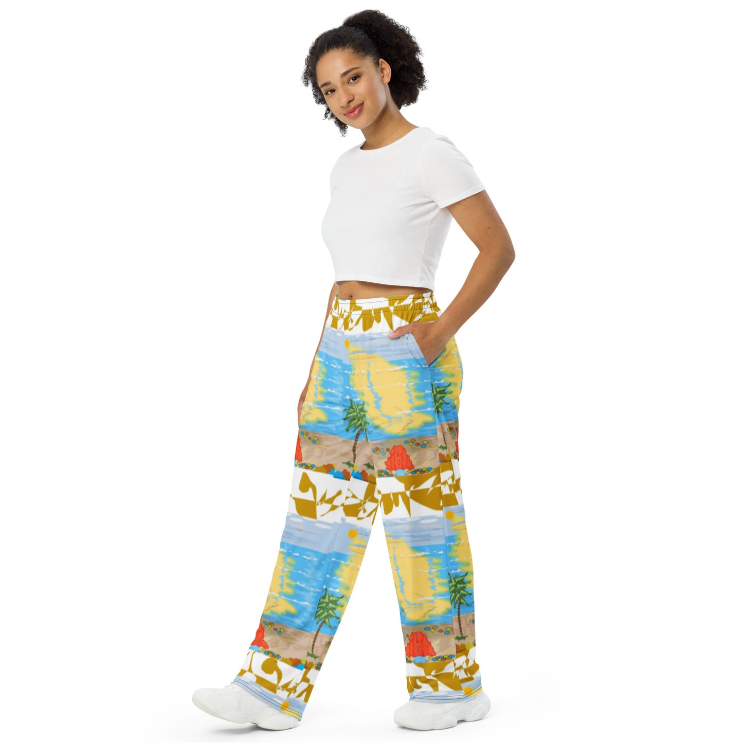 All-over print unisex wide-leg pants