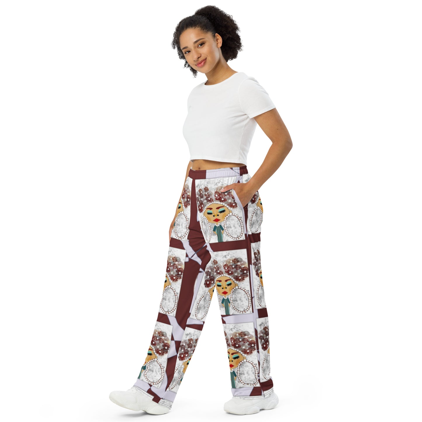 All-over print unisex wide-leg pants