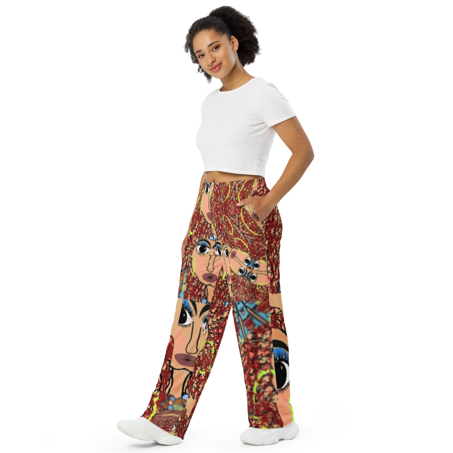 All-over print unisex wide-leg pants