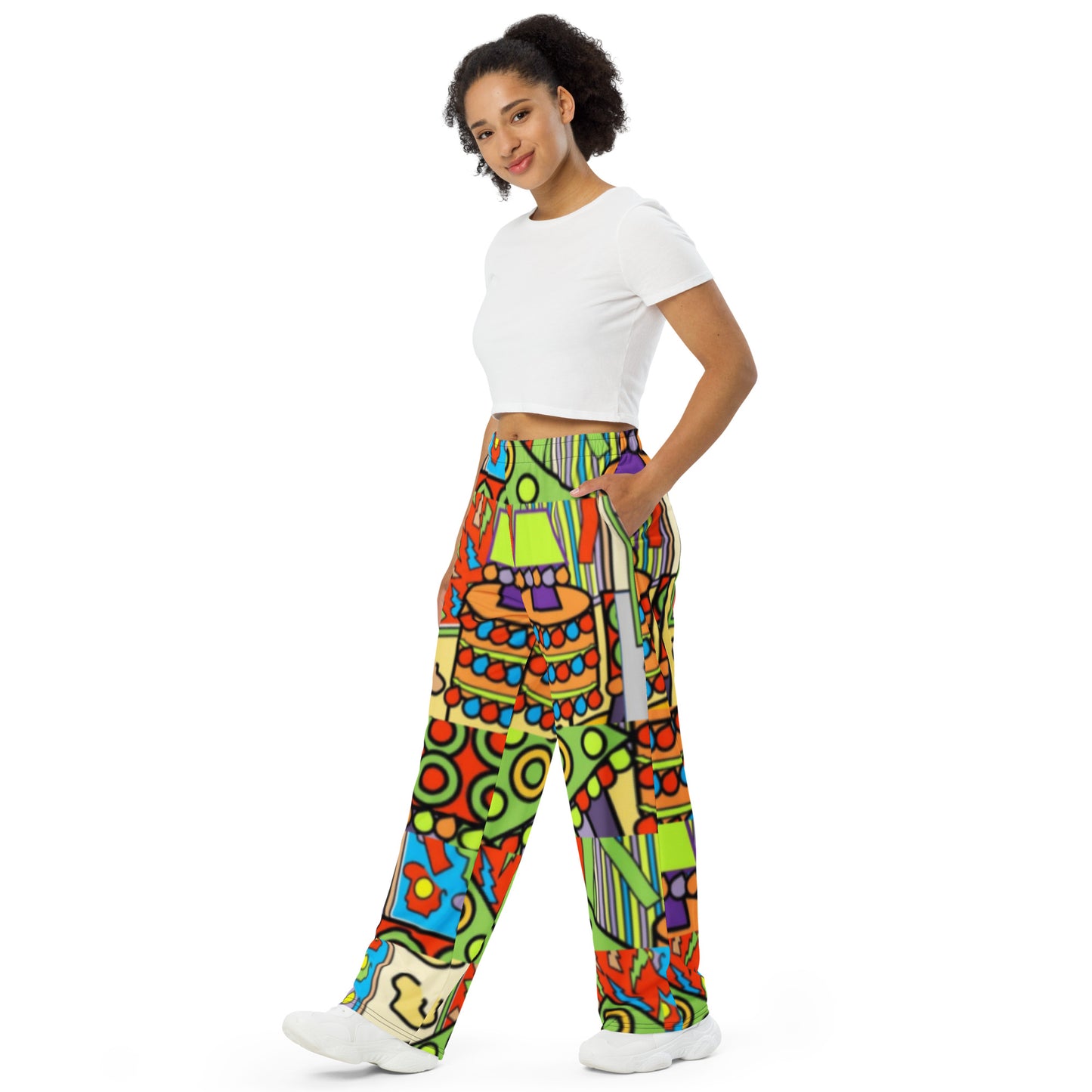 All-over print unisex wide-leg pants