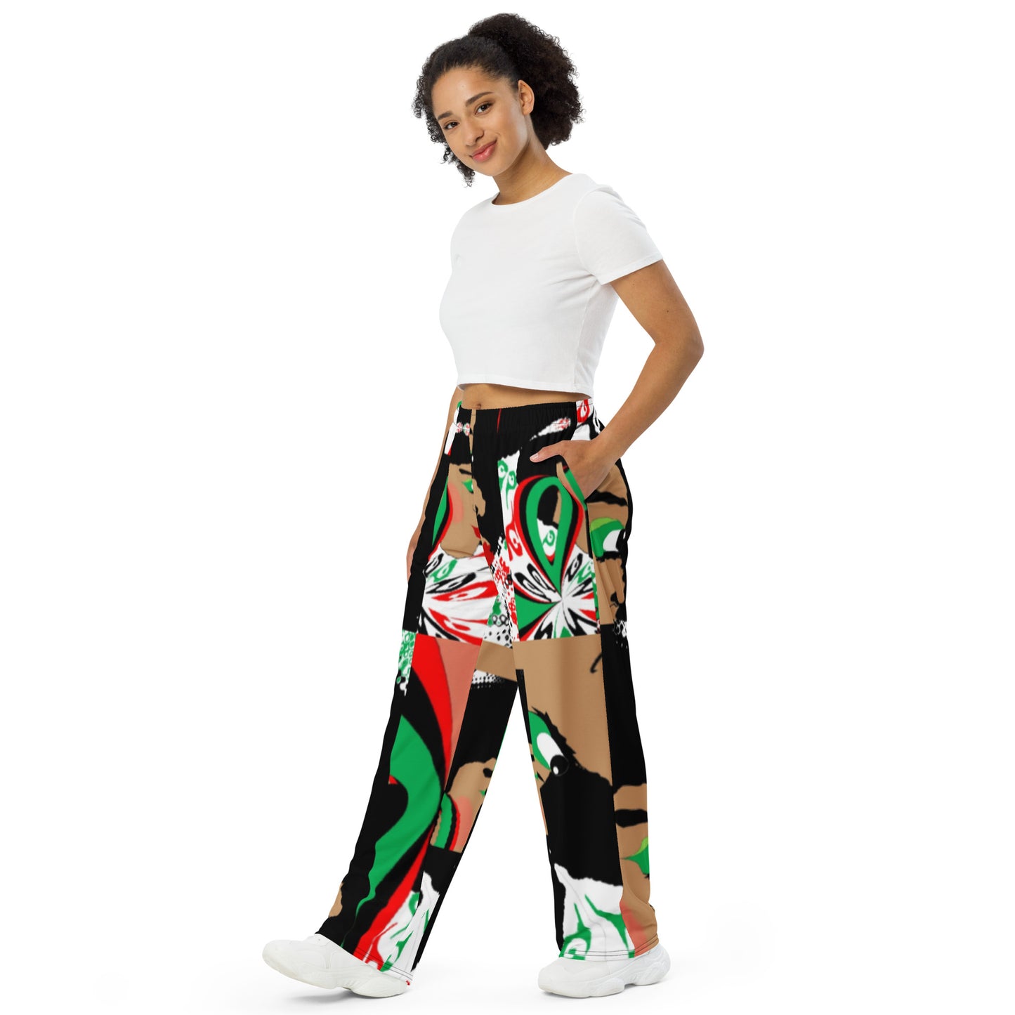 All-over print unisex wide-leg pants