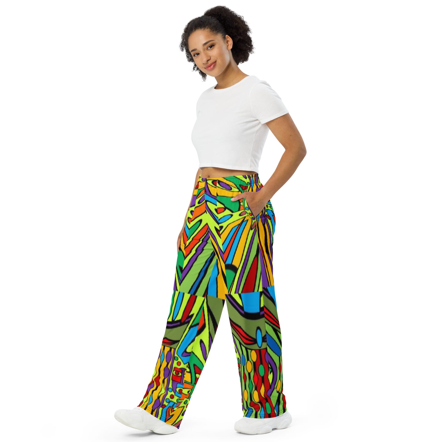 All-over print unisex wide-leg pants