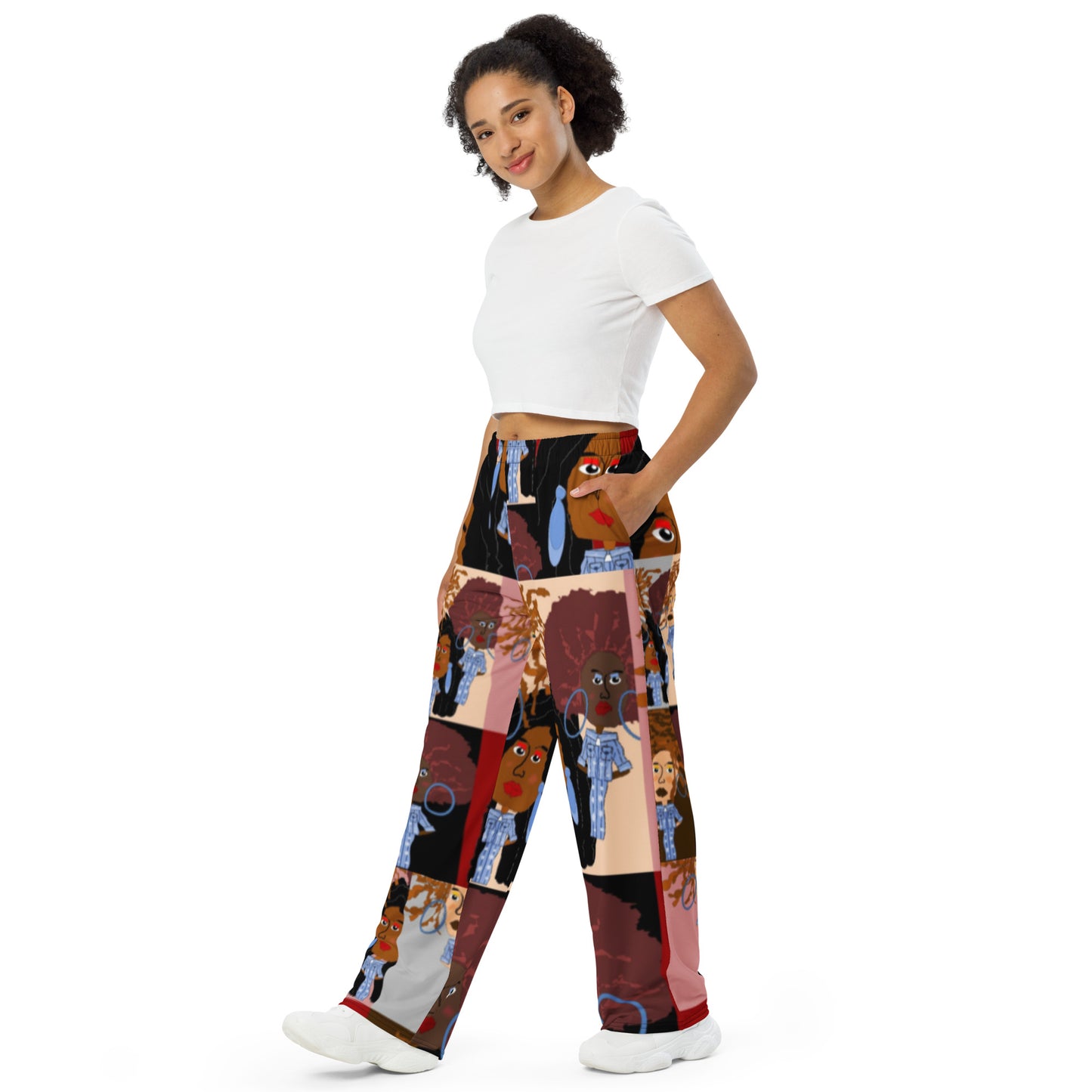 All-over print unisex wide-leg pants