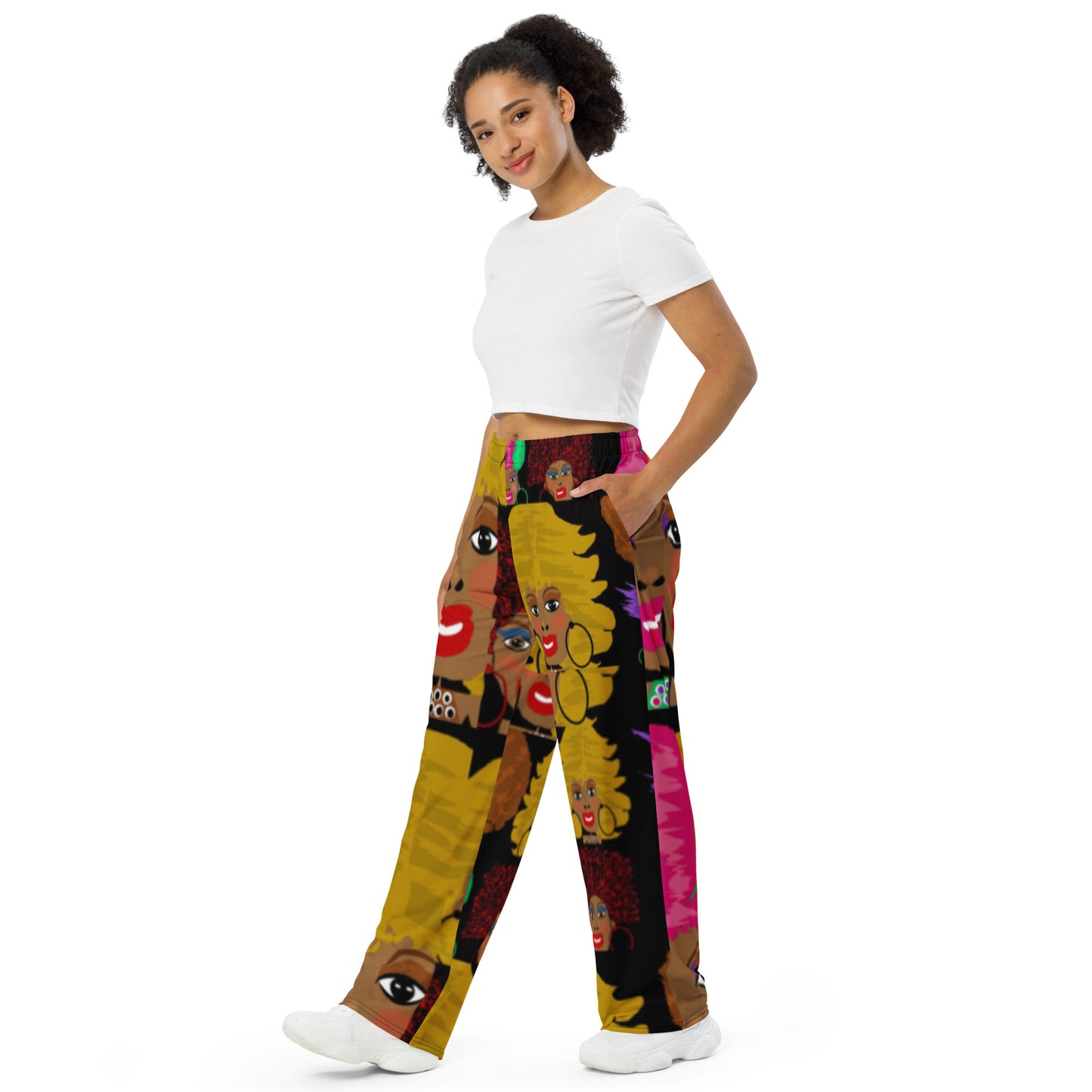 All-over print unisex wide-leg pants