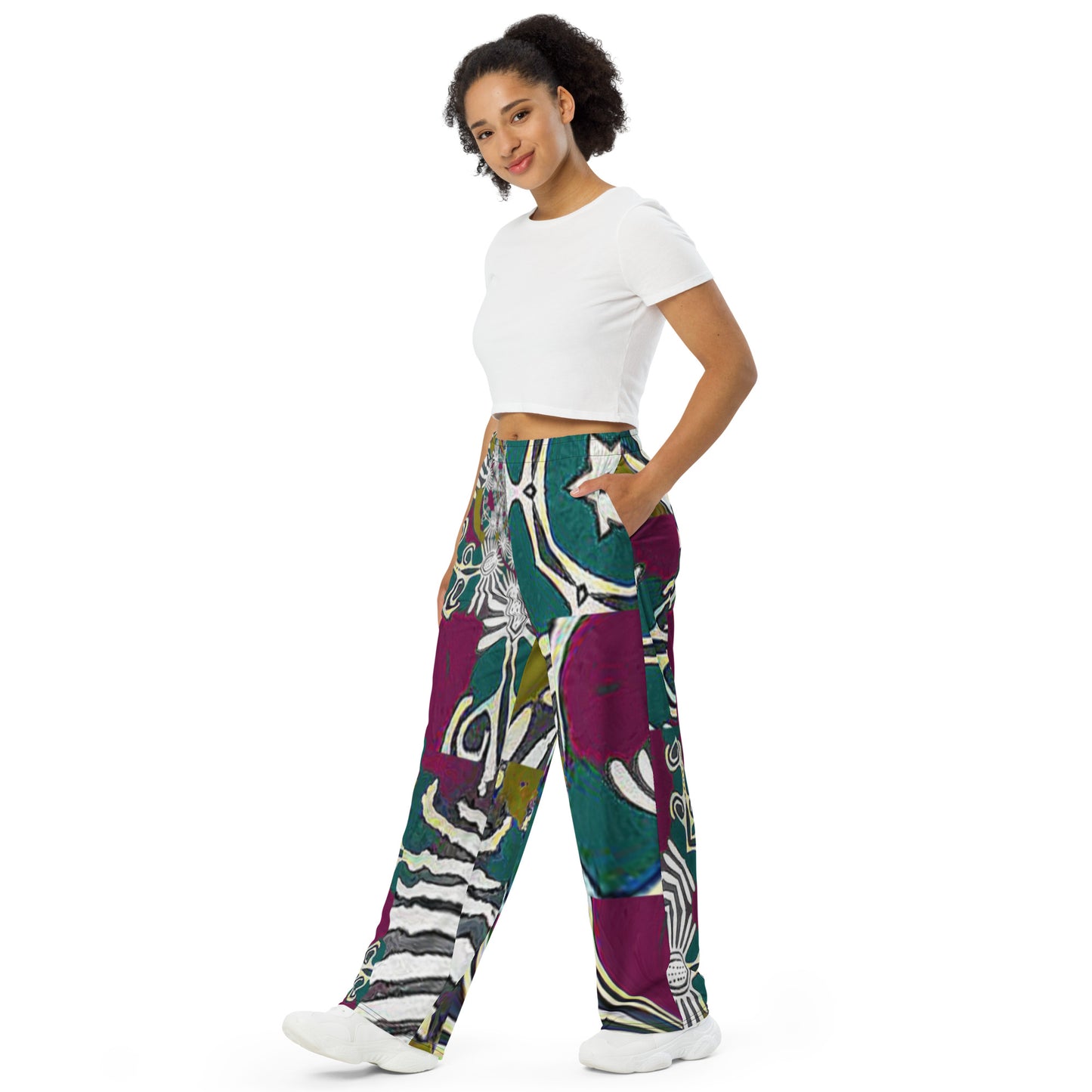 All-over print unisex wide-leg pants