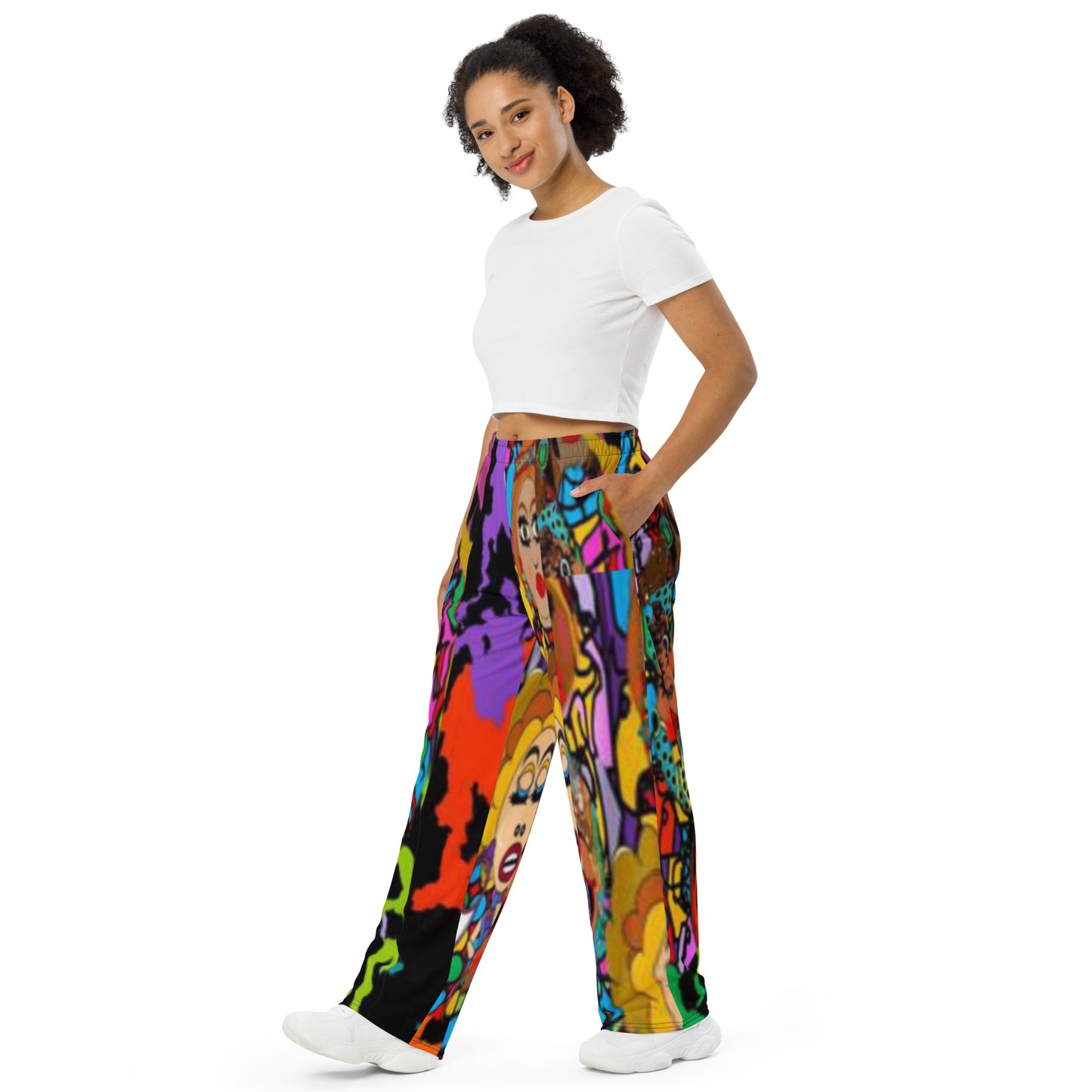 All-over print unisex wide-leg pants