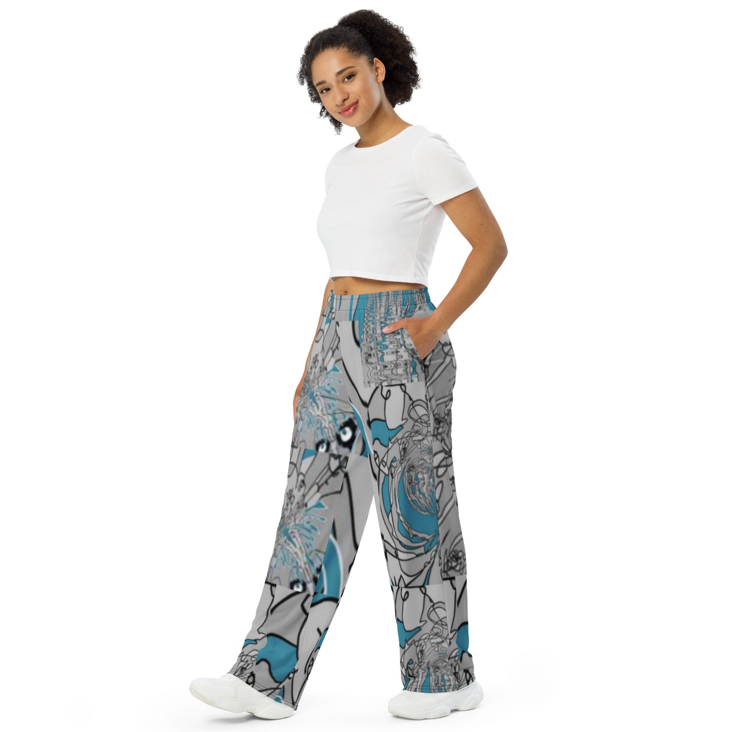 All-over print unisex wide-leg pants