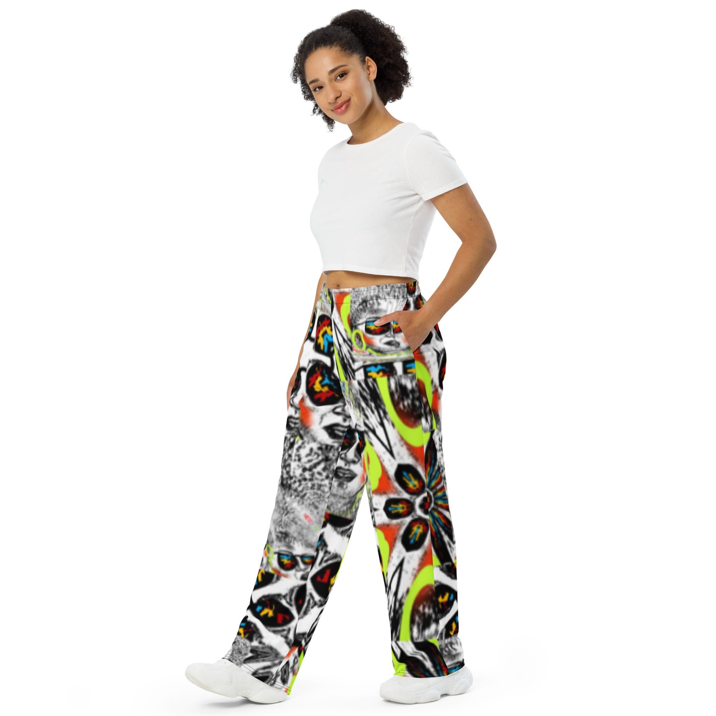 All-over print unisex wide-leg pants