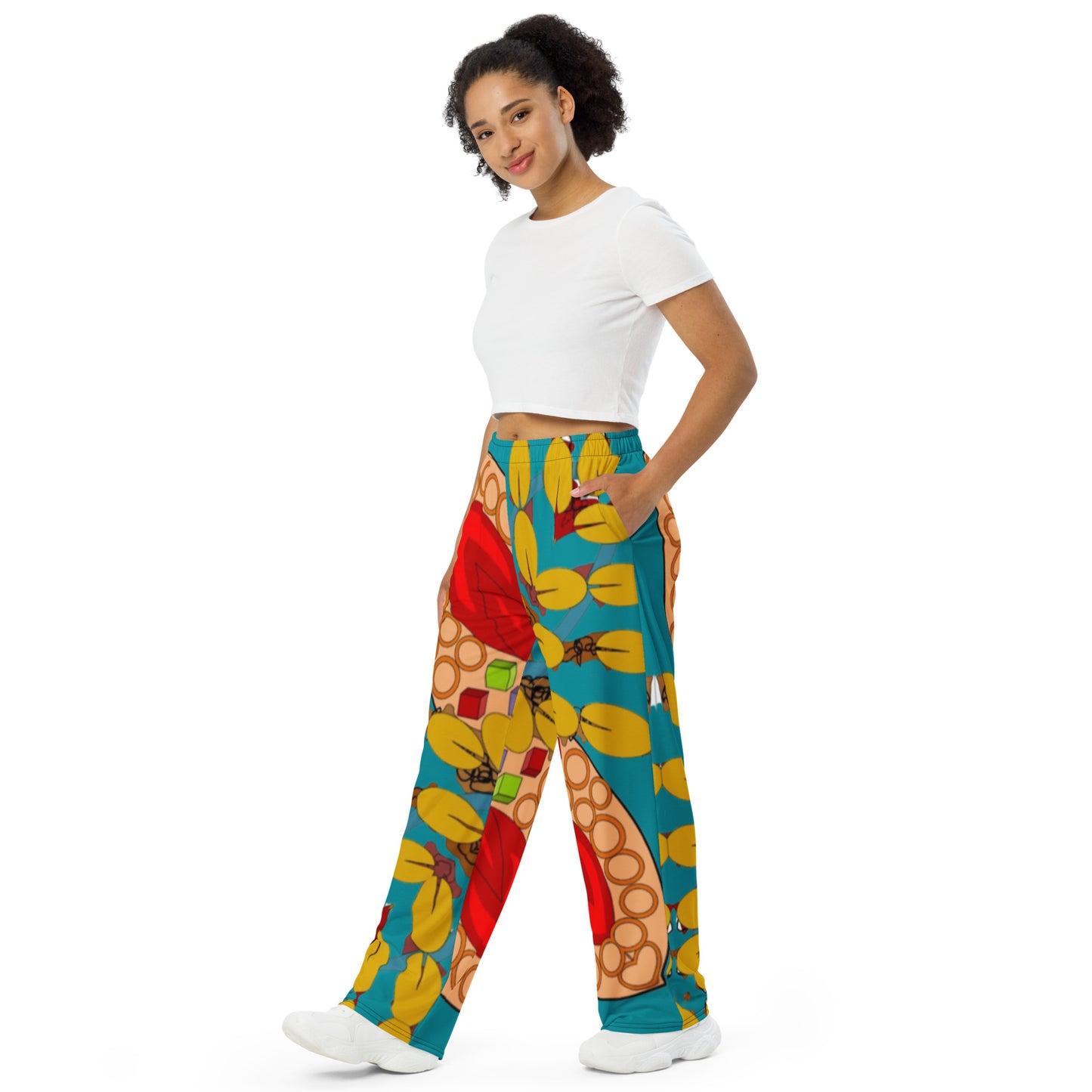 All-over print unisex wide-leg pants