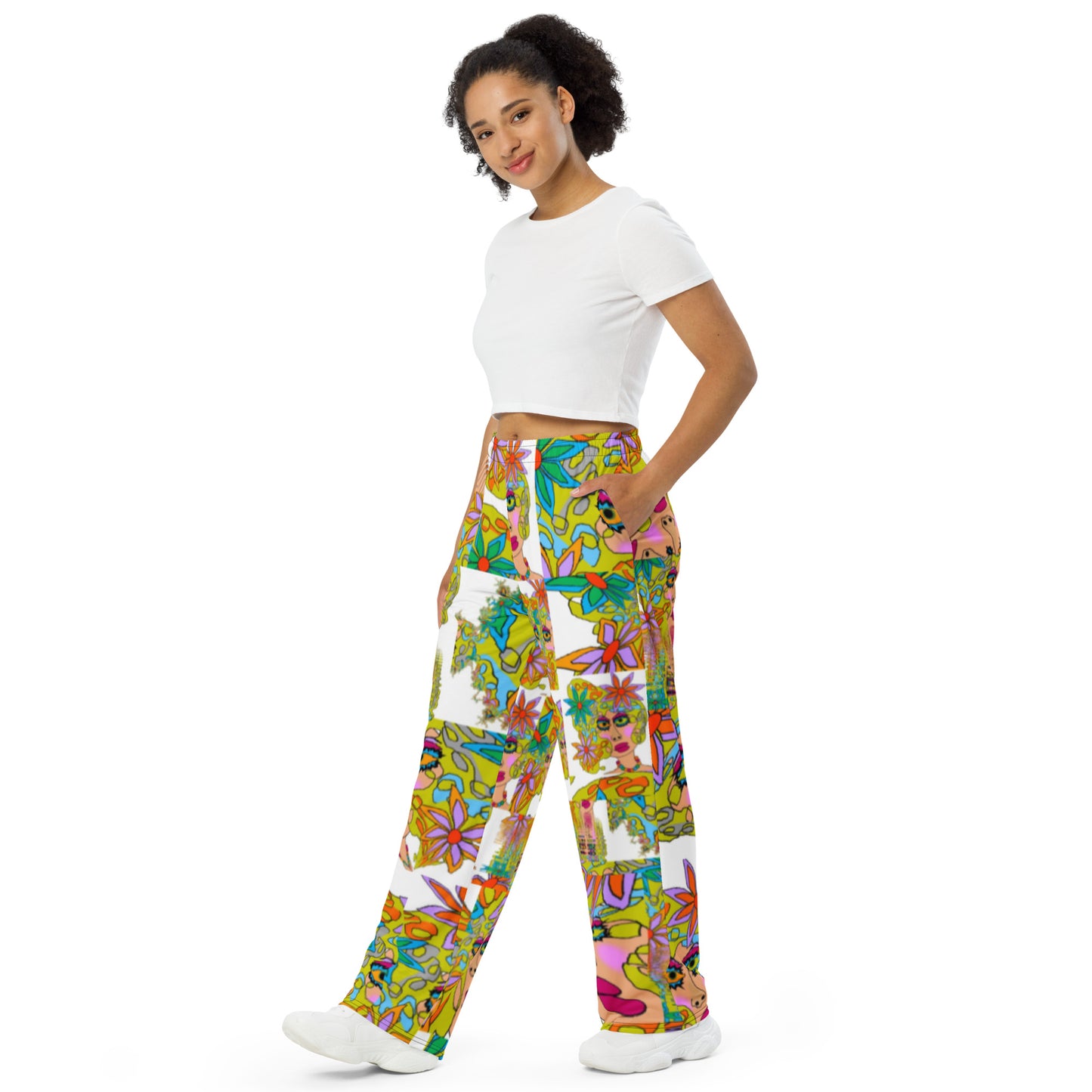 All-over print unisex wide-leg pants