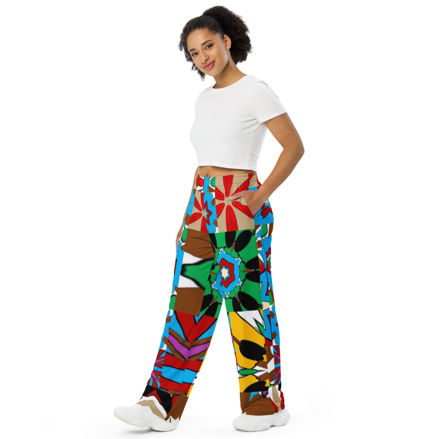 All-over print unisex wide-leg pants