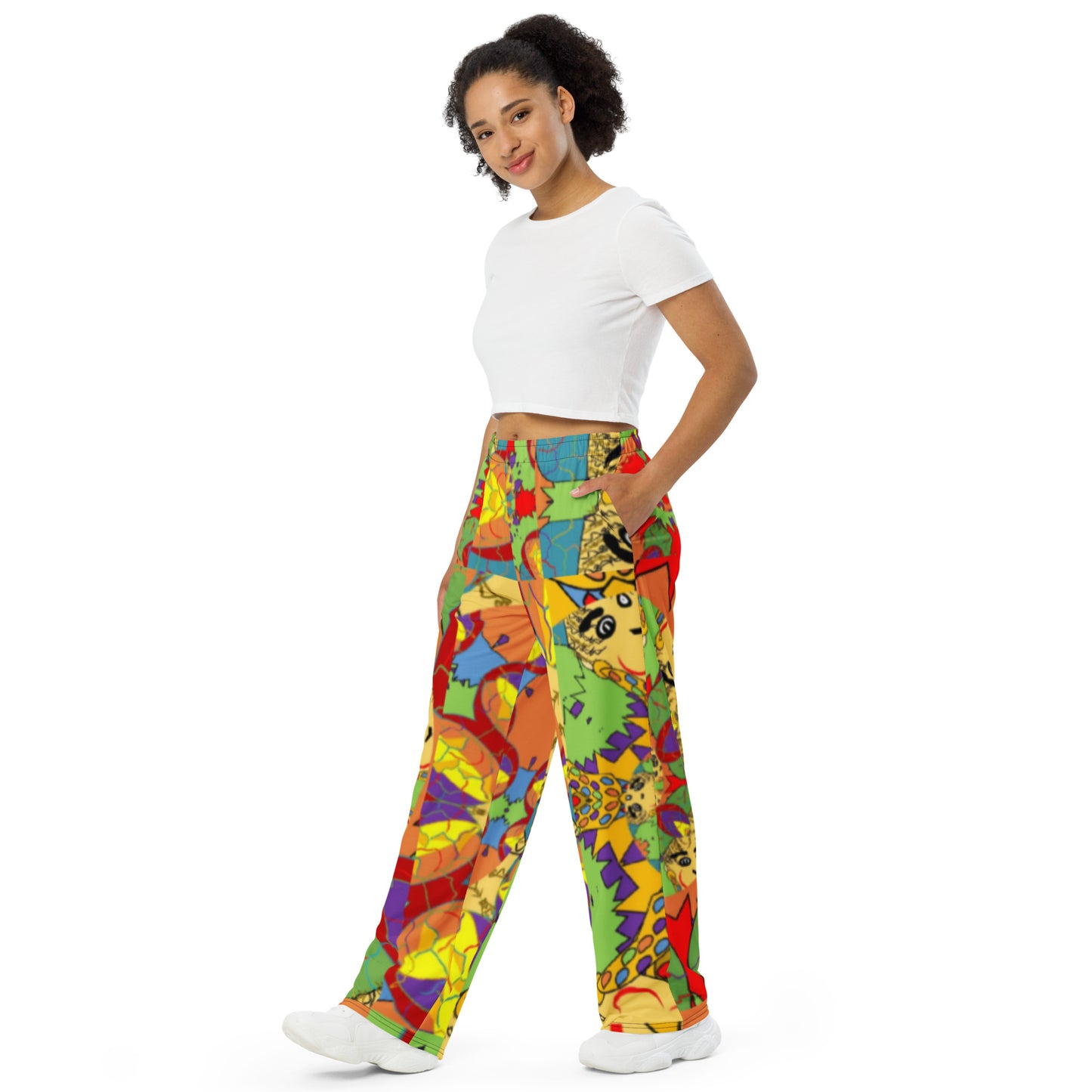 All-over print unisex wide-leg pants