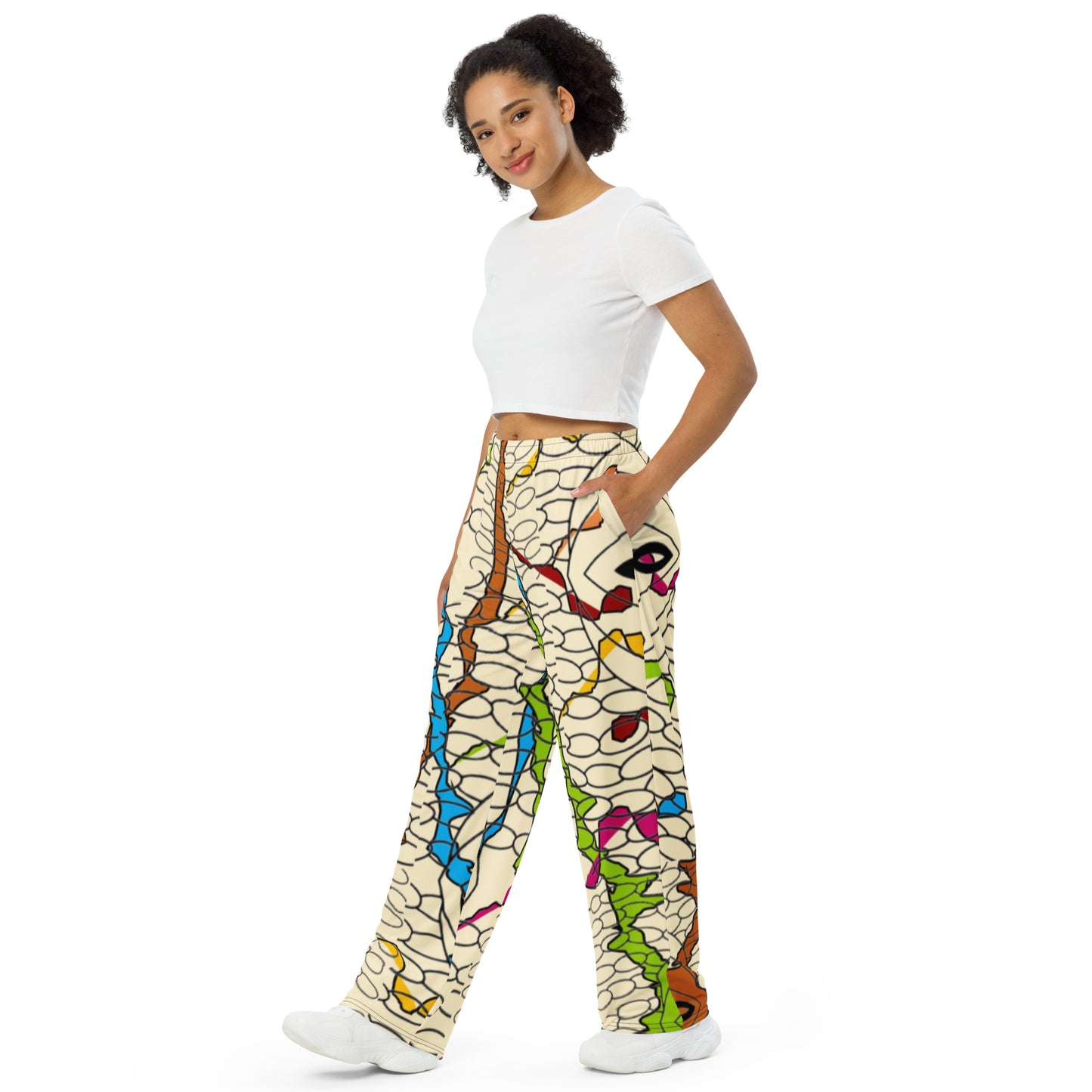 All-over print unisex wide-leg pants