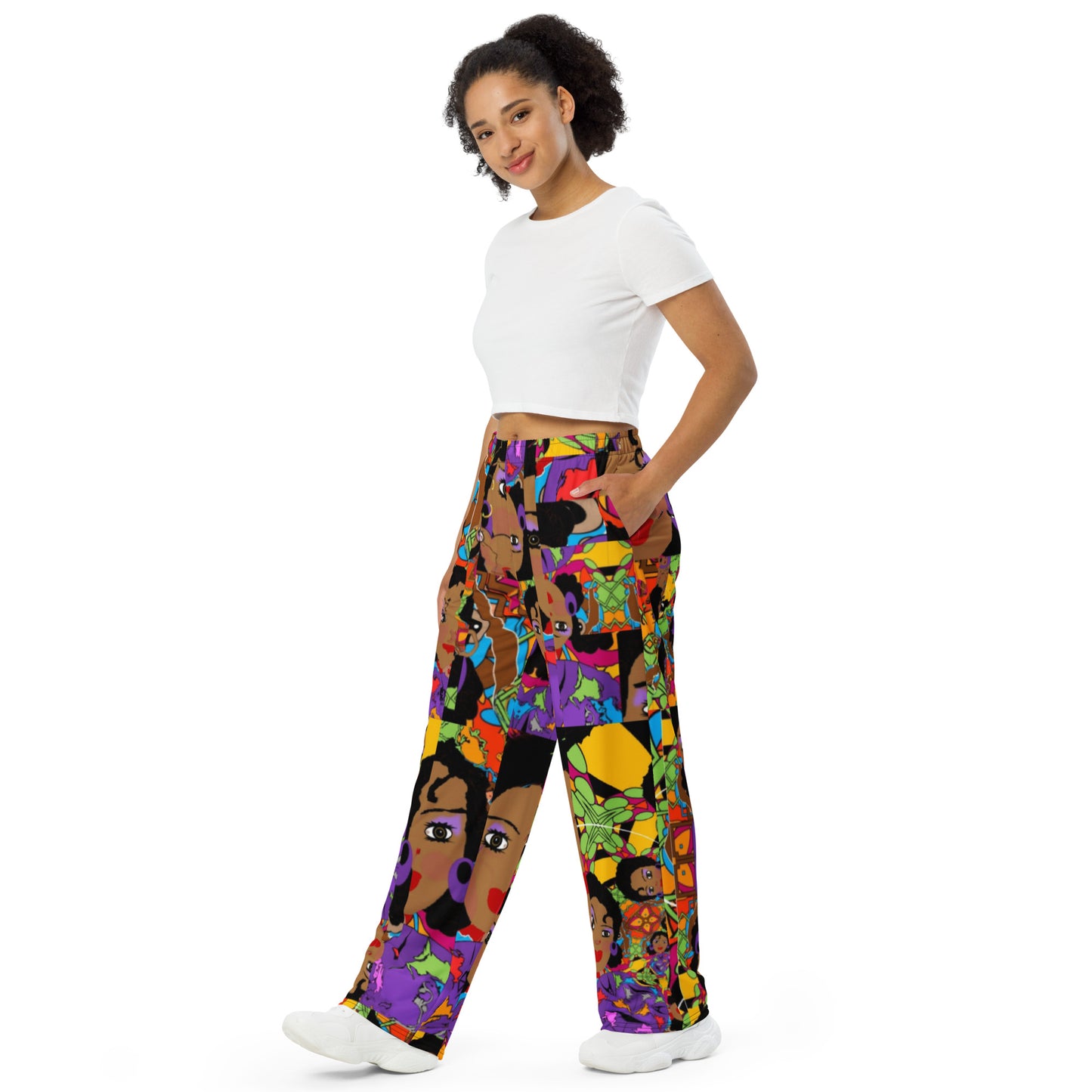 All-over print unisex wide-leg pants