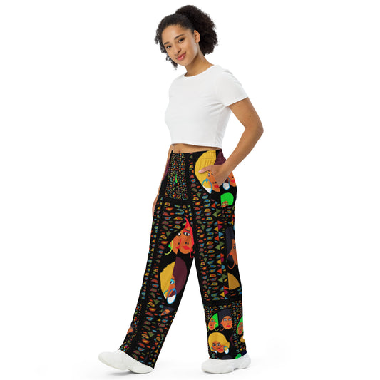 All-over print unisex wide-leg pants