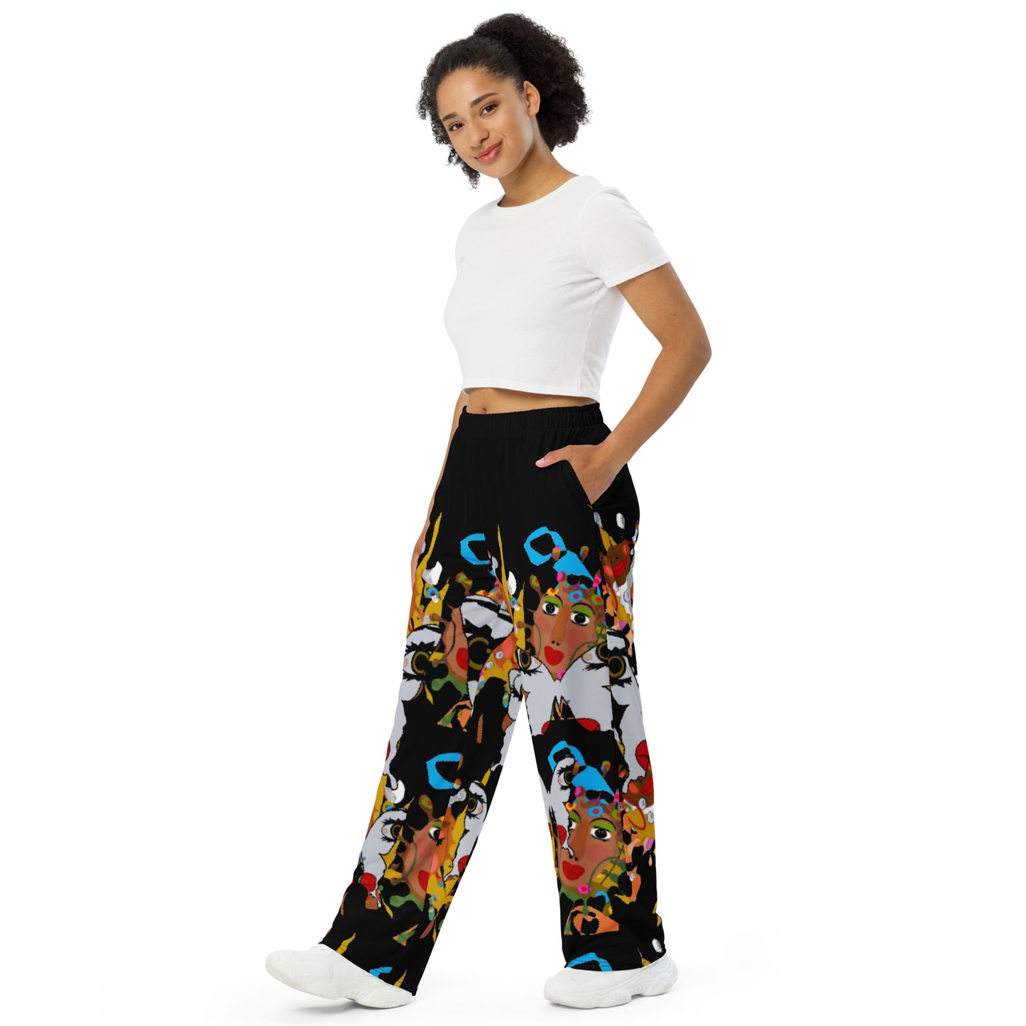 All-over print unisex wide-leg pants