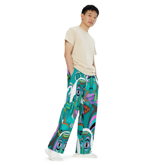 All-over print unisex wide-leg pants