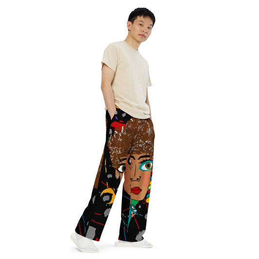 All-over print unisex wide-leg pants