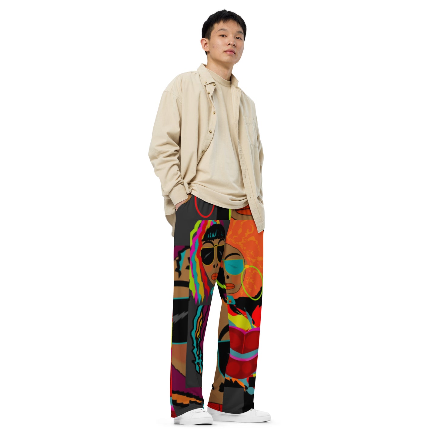 All-over print unisex wide-leg pants