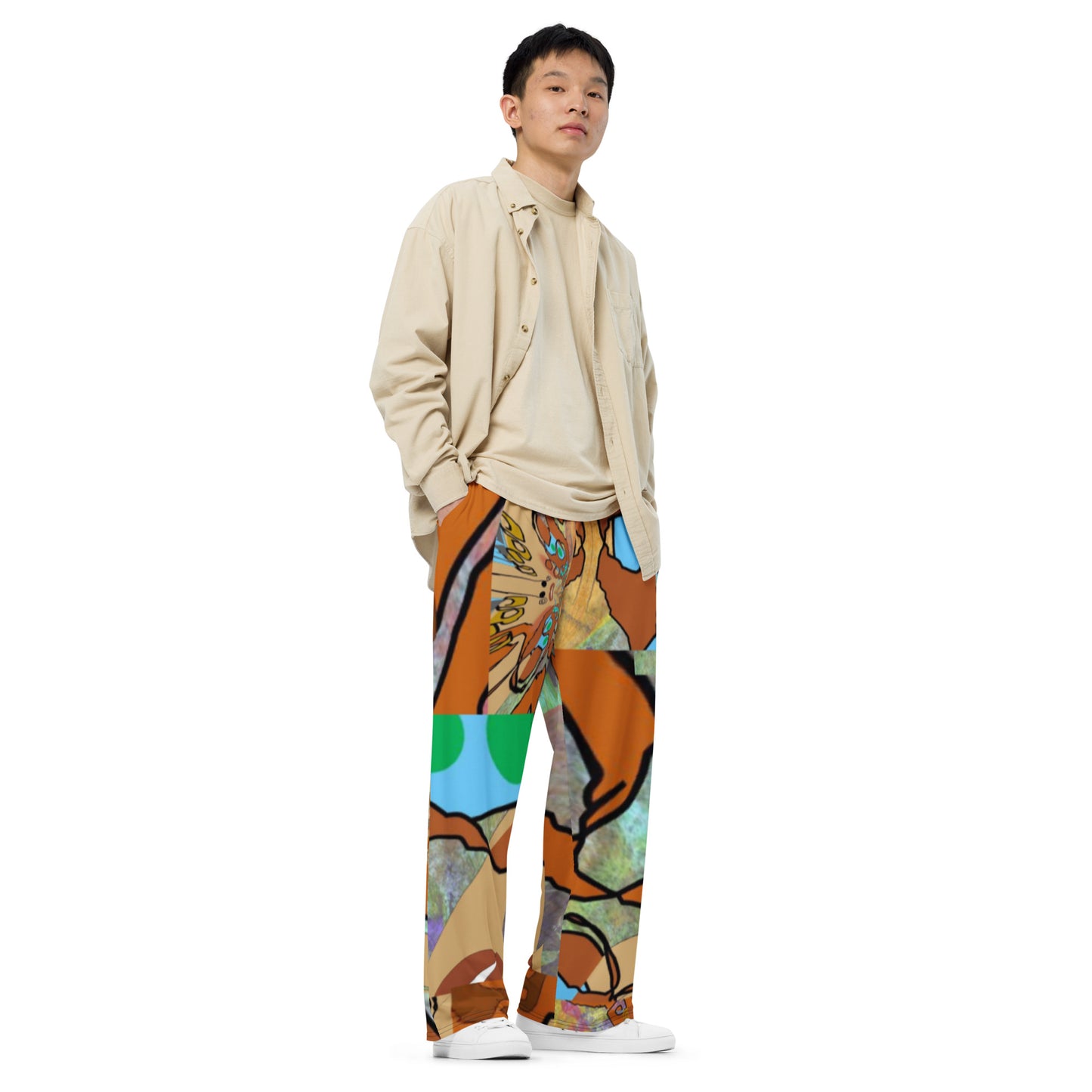 All-over print unisex wide-leg pants