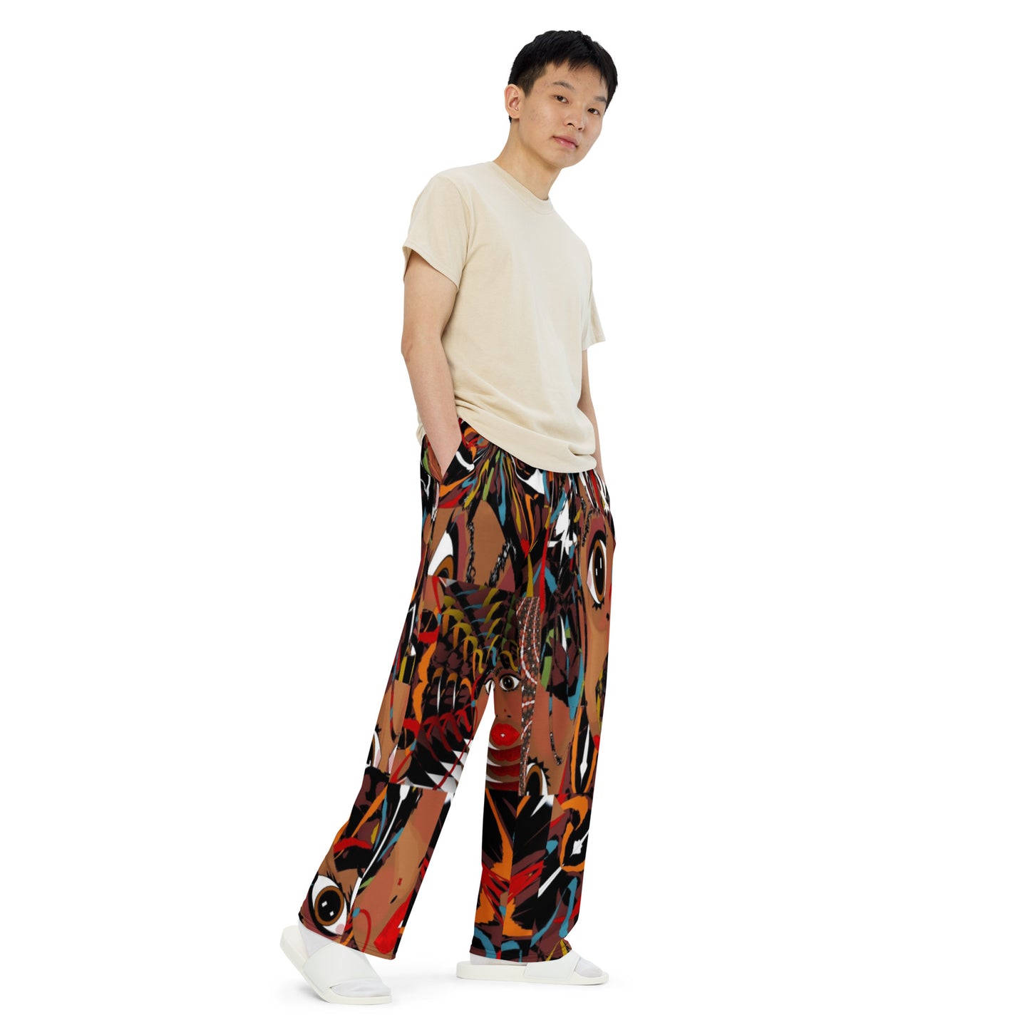 All-over print unisex wide-leg pants