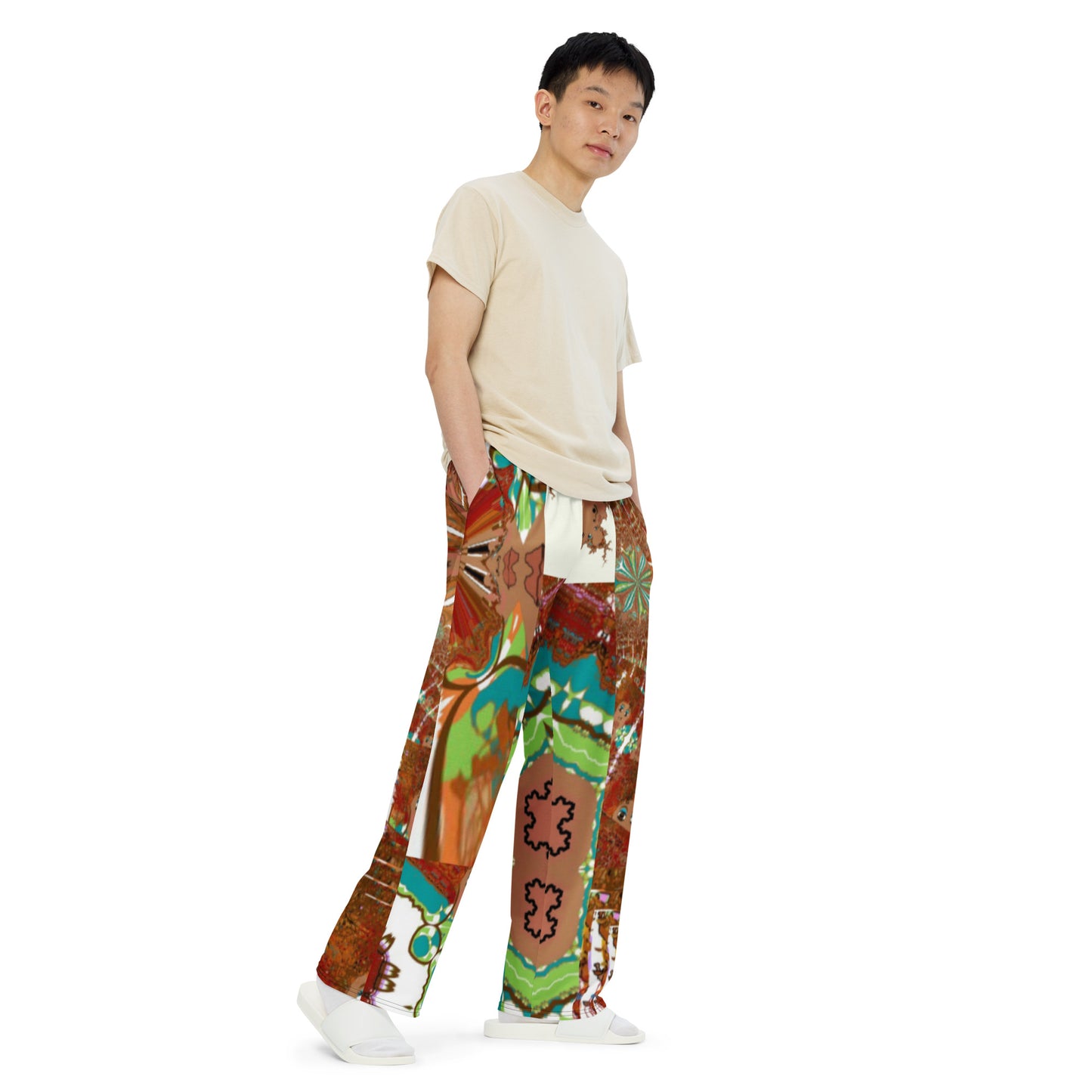 All-over print unisex wide-leg pants