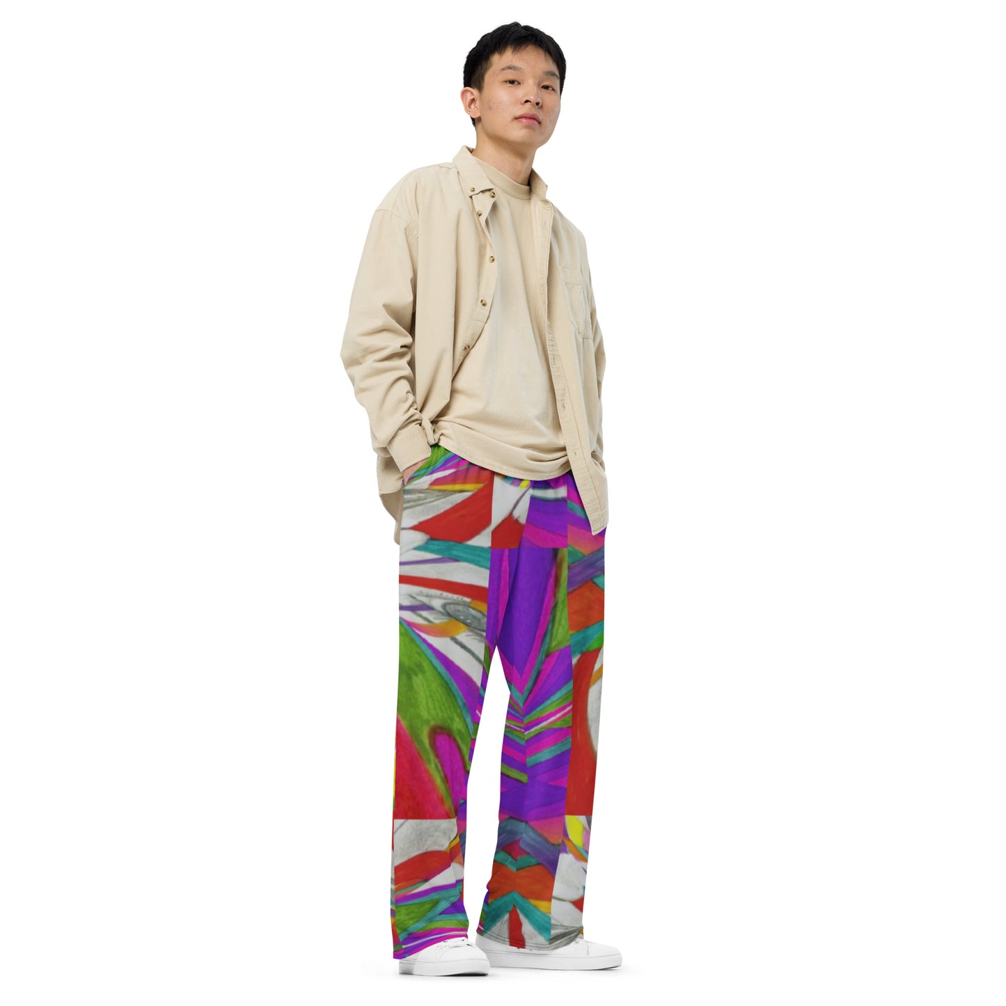 All-over print unisex wide-leg pants