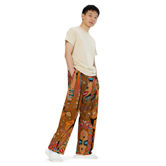 All-over print unisex wide-leg pants