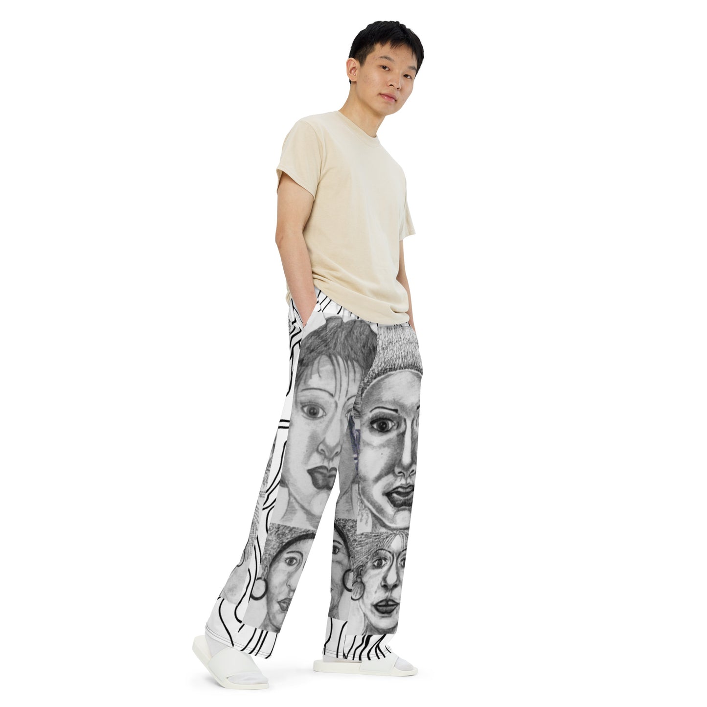 All-over print unisex wide-leg pants