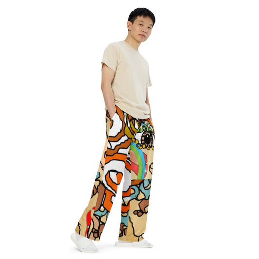 All-over print unisex wide-leg pants