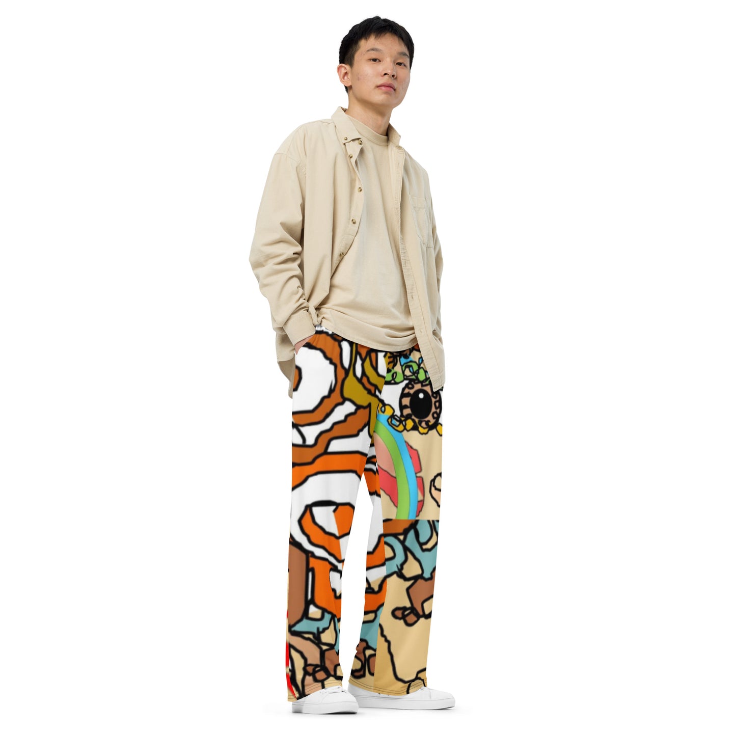 All-over print unisex wide-leg pants