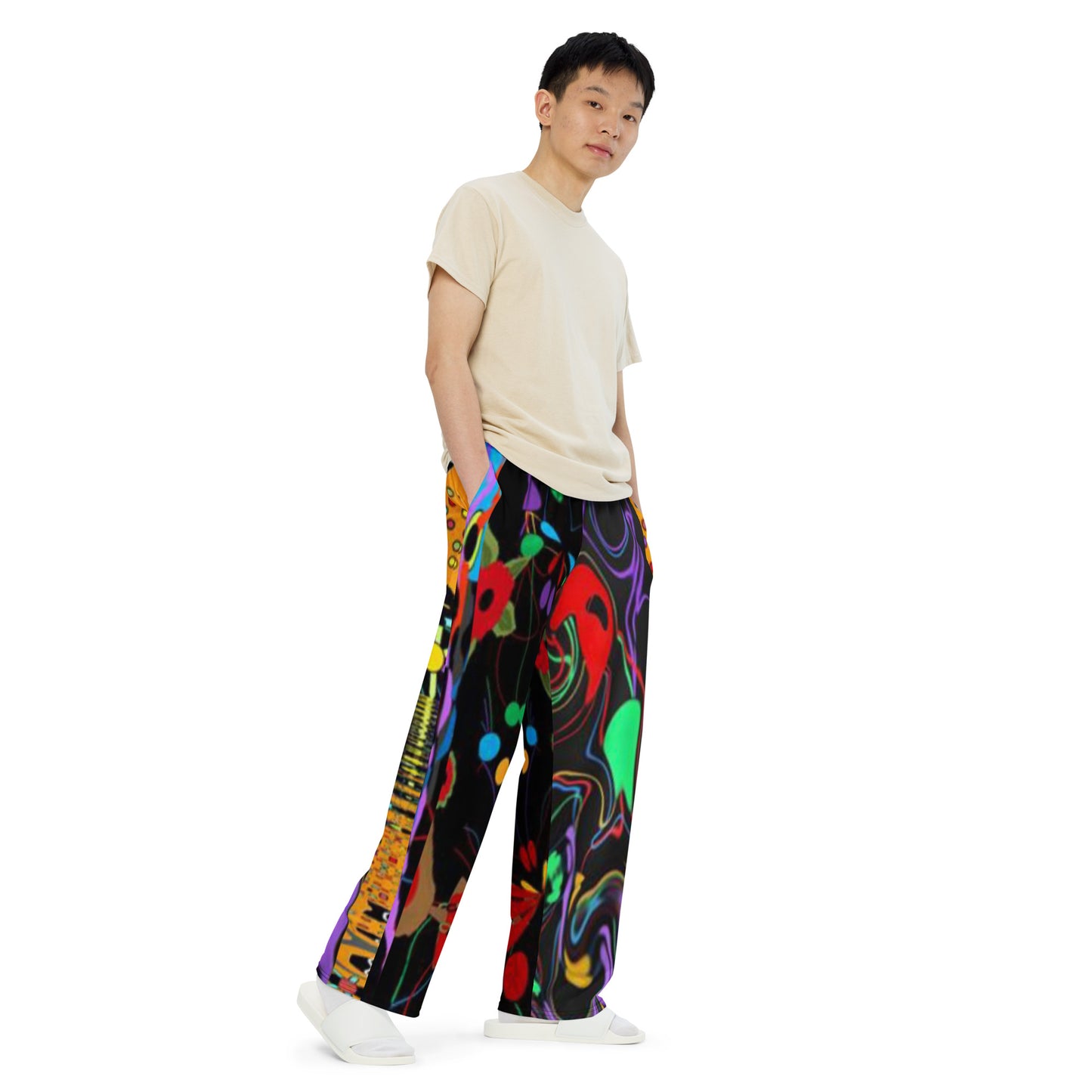 All-over print unisex wide-leg pants