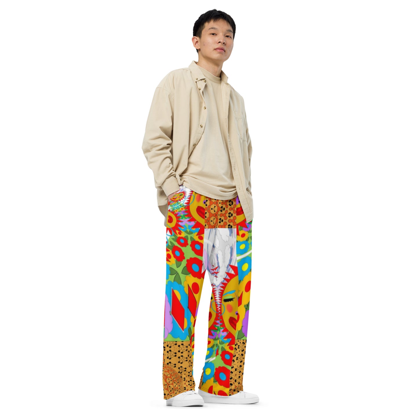 All-over print unisex wide-leg pants