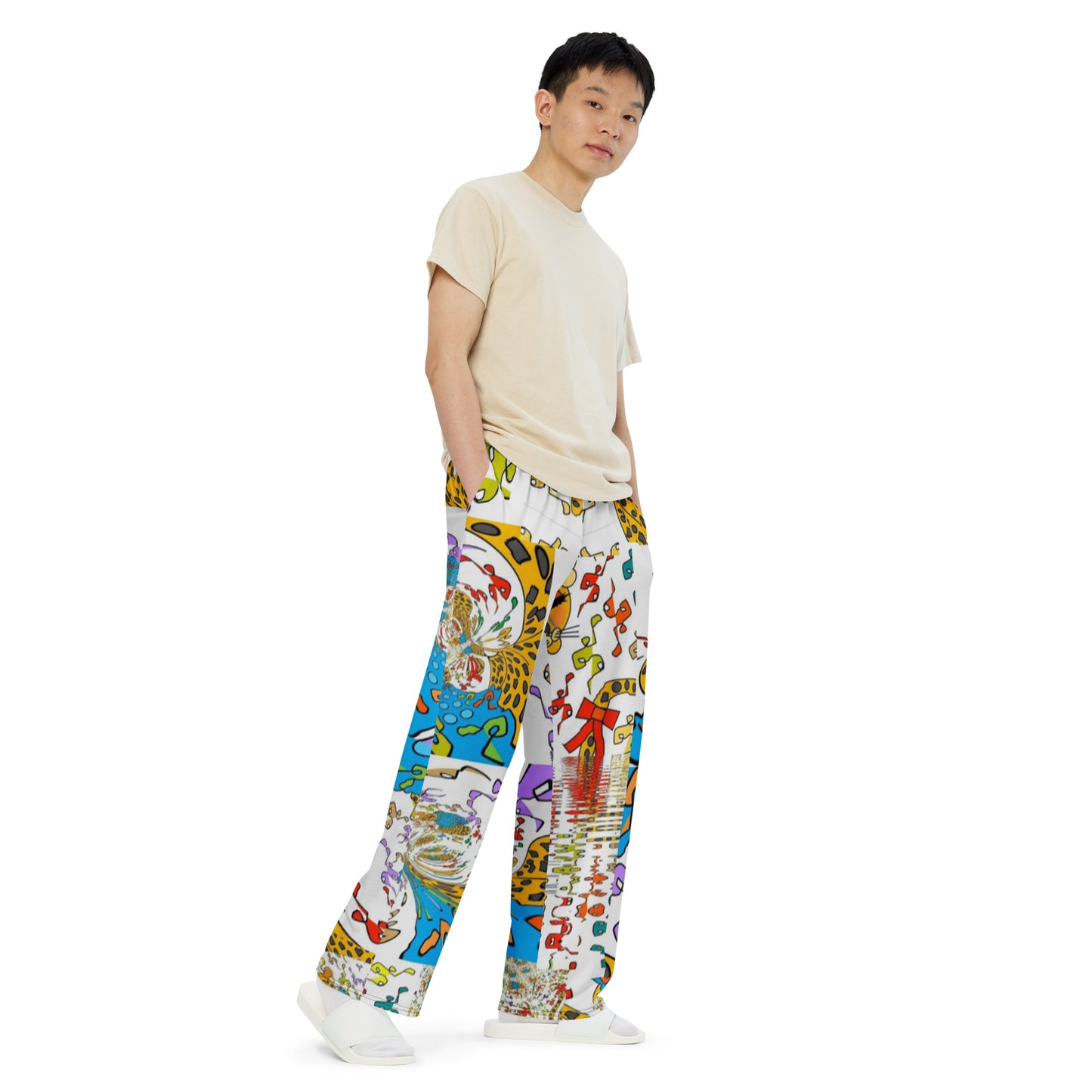 All-over print unisex wide-leg pants