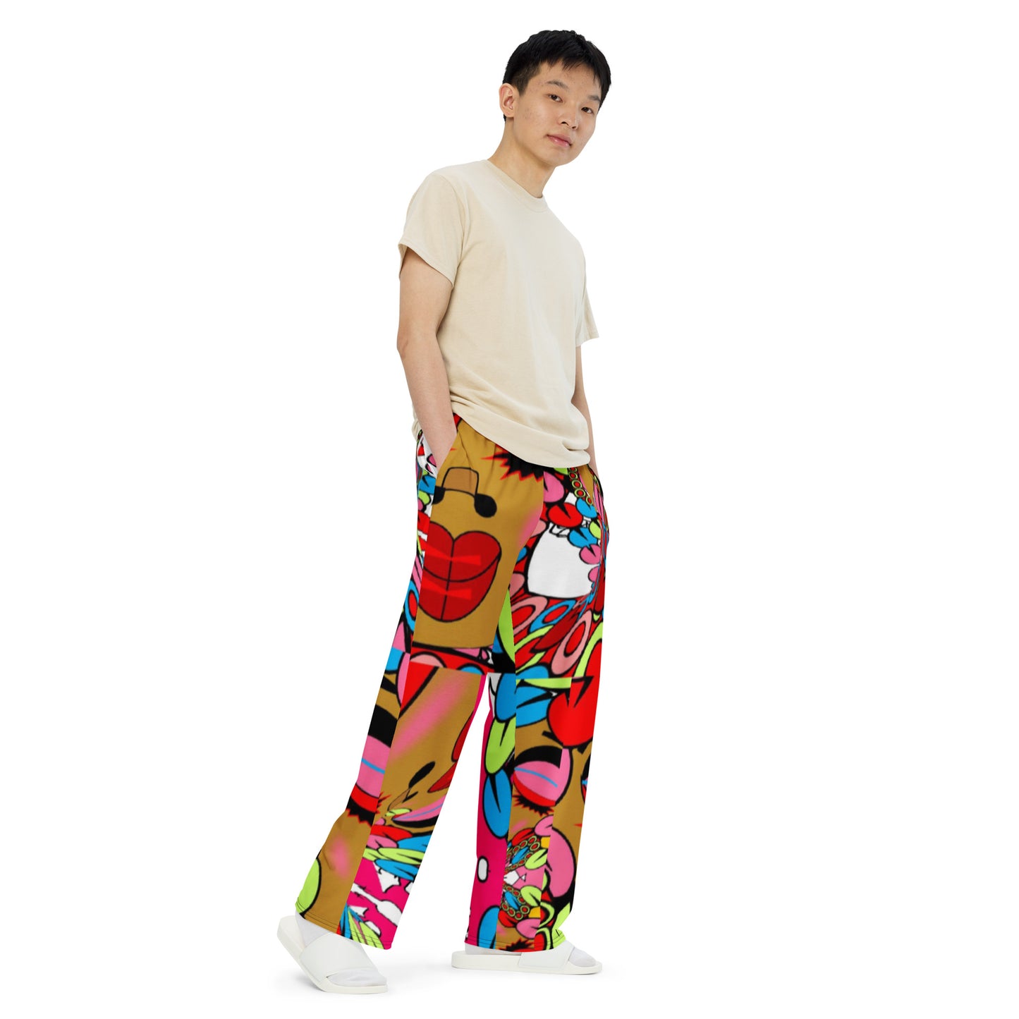 All-over print unisex wide-leg pants