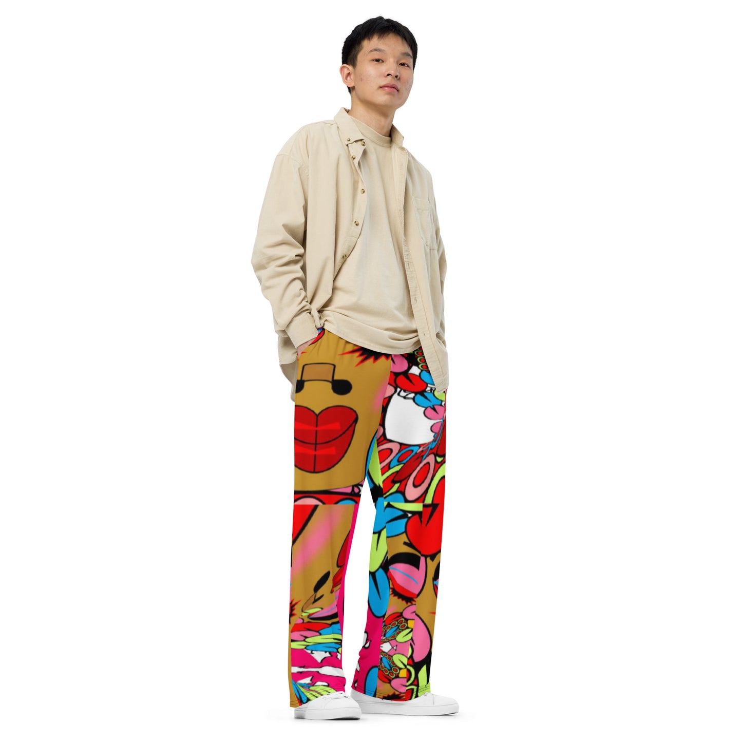 All-over print unisex wide-leg pants