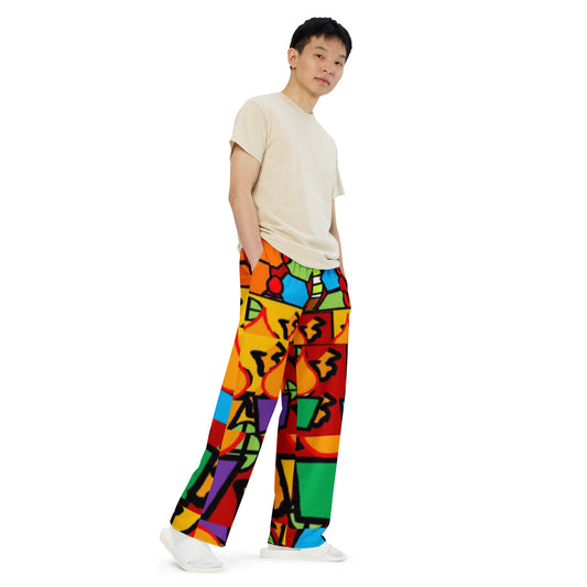 All-over print unisex wide-leg pants