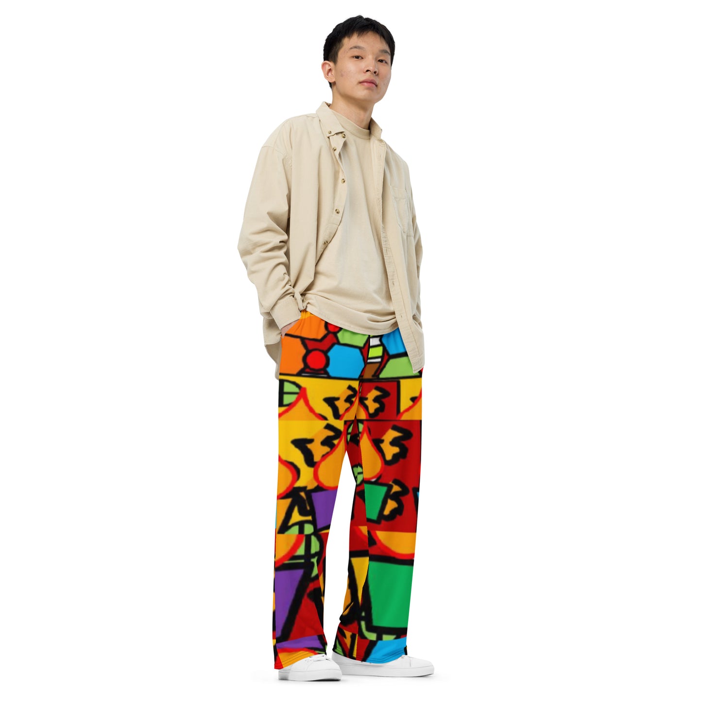 All-over print unisex wide-leg pants