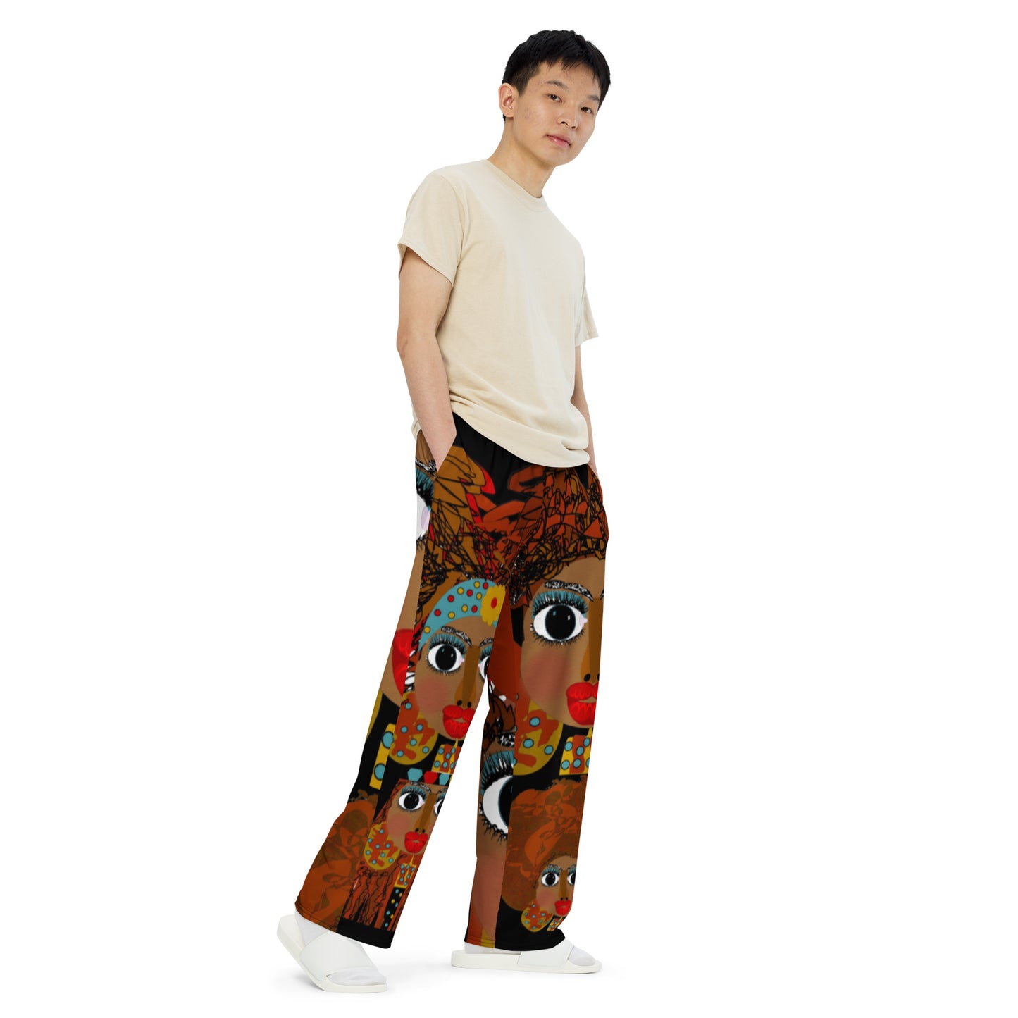 All-over print unisex wide-leg pants