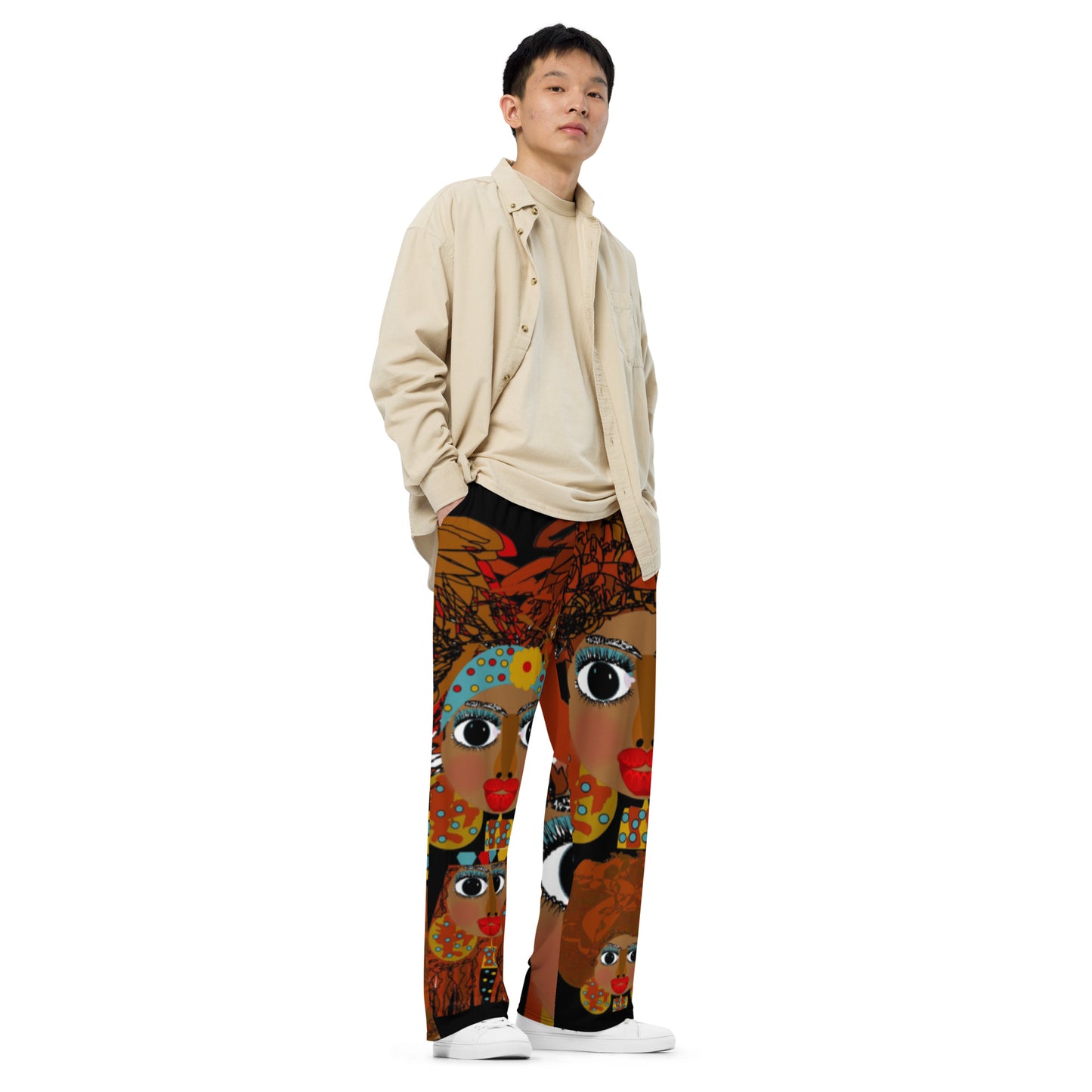 All-over print unisex wide-leg pants